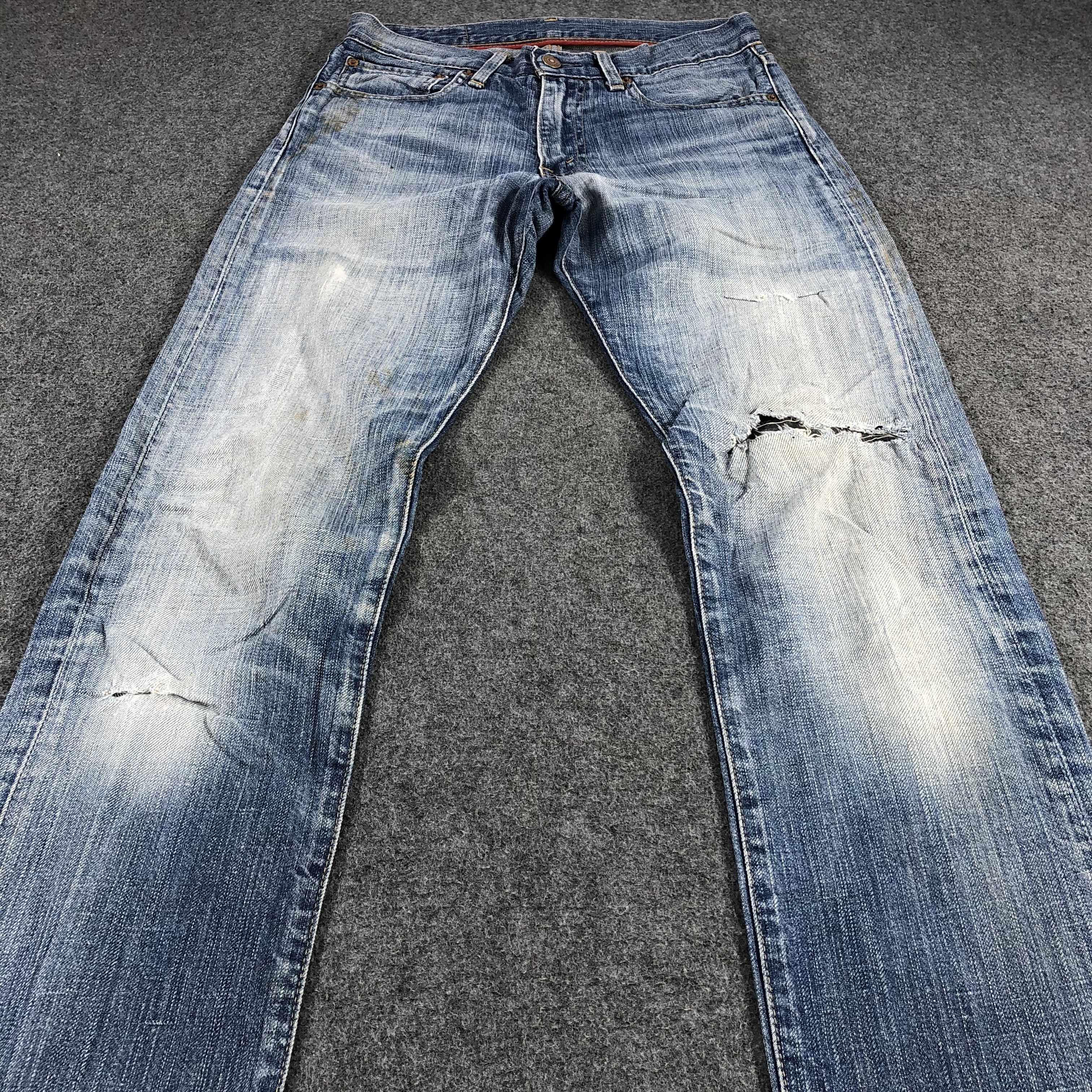 Levi's × Vintage Vintage Distress Levis 505 Red Loop Jeans-JM1432 Size US 30 / EU 46 - 3 Thumbnail
