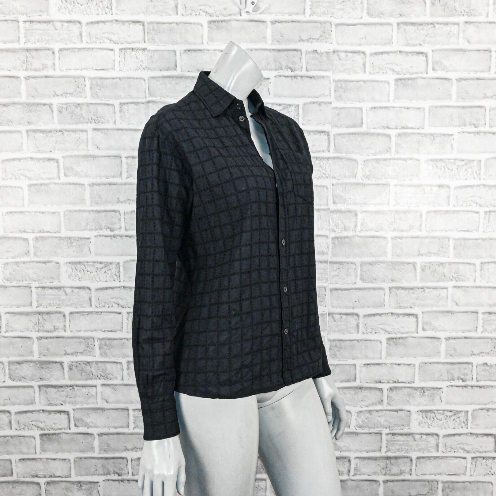 Tomas Maier Tomas Maier Eyelet Grid Check Button up Shirt in Black Size XS / US 0-2 / IT 36-38 - 4 Thumbnail