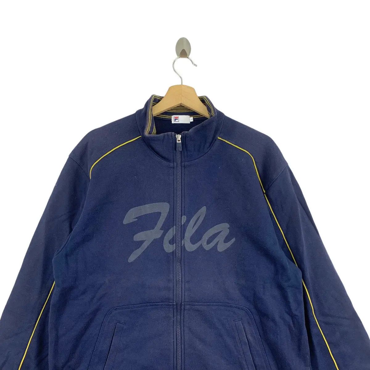 Fila Vtg FILA BIELLA ITALIA Sportiva Big Logo Blue Zipper Sweater Size L / US 10 / IT 46 - 2 Thumbnail