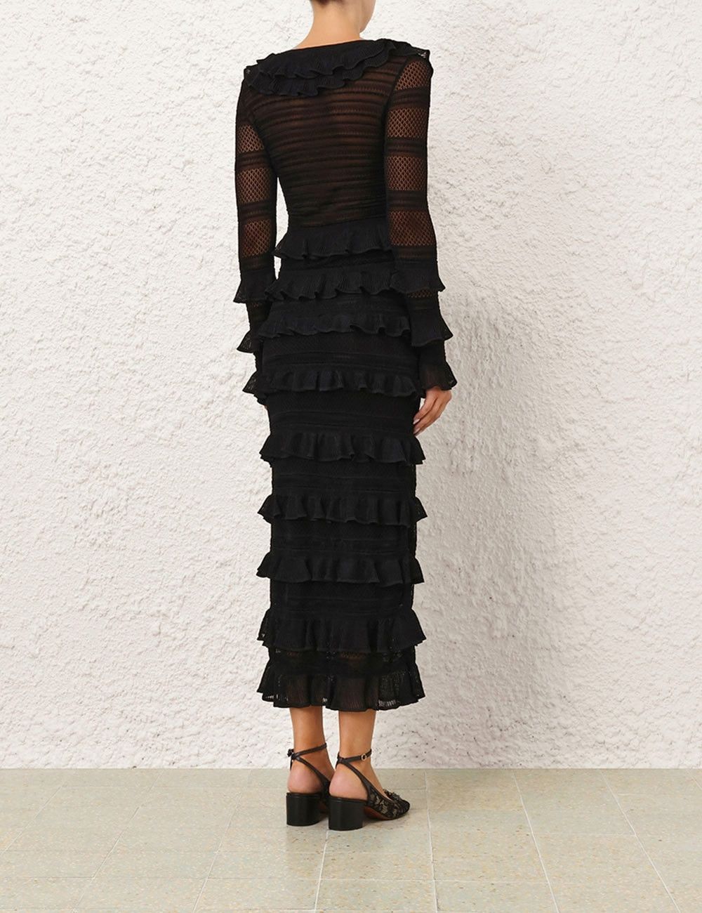 Zimmermann oc11z1025 Crush Frilled V-Neck Top in Black Size XS / US 0-2 / IT 36-38 - 4 Thumbnail