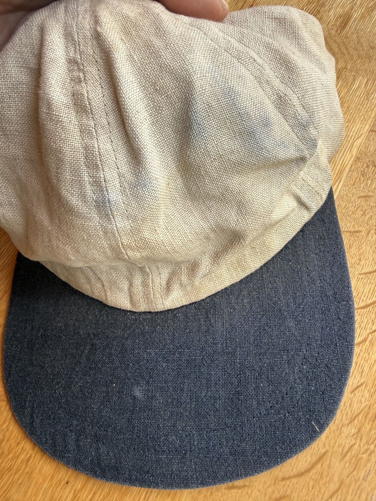 Evan Kinori Six Panel Hat - Natural/Navy Linen Size ONE SIZE - 3 Thumbnail