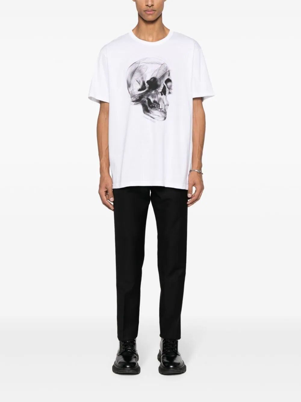 Alexander McQueen o1w1db10725 Dragonfly Skull T-Shirt in White Size US XXL / EU 58 / 5 - 2 Thumbnail
