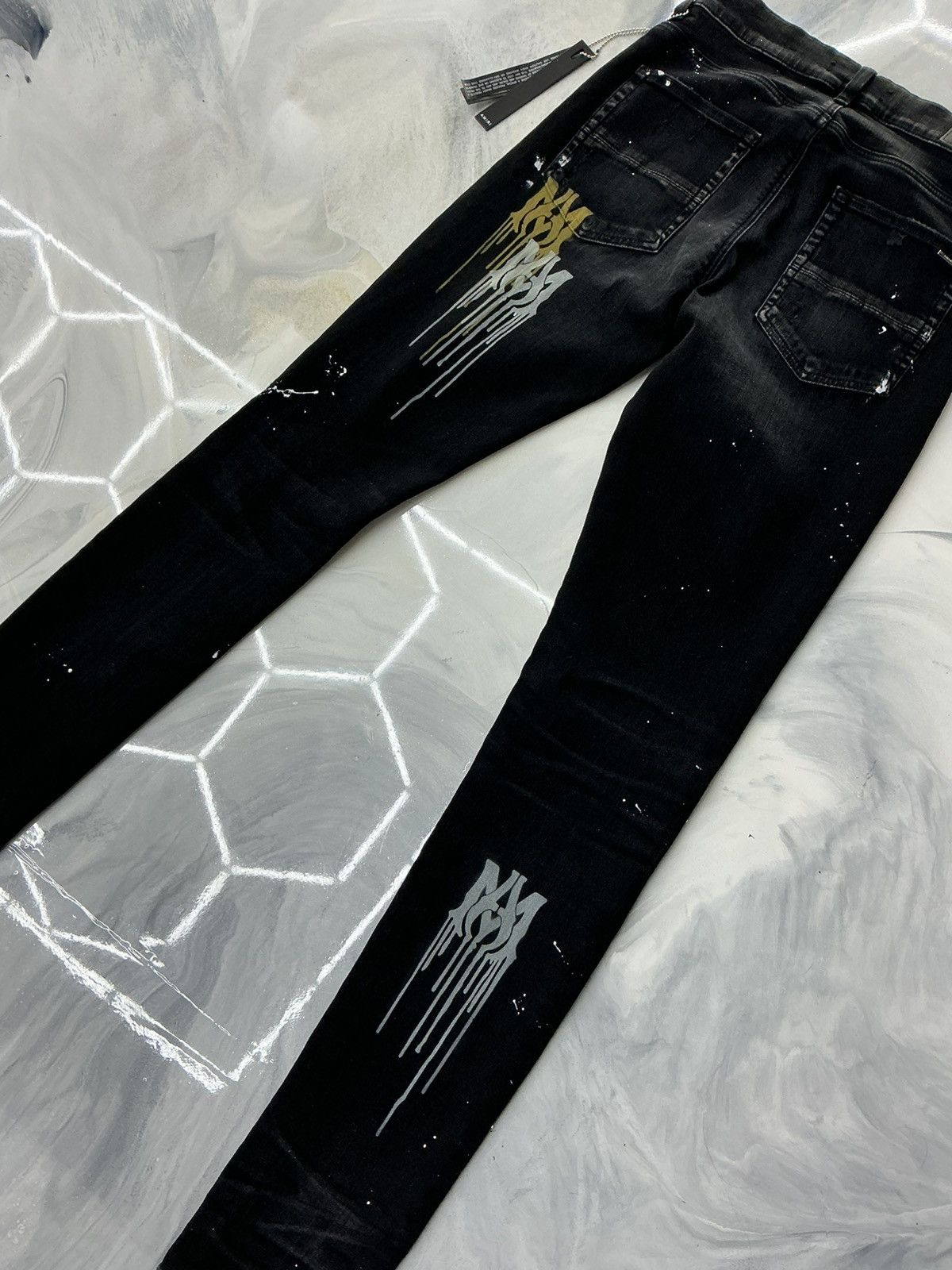 Amiri Amiri Stencil Denim Jeans Black Size 31 Size US 31 - 6 Thumbnail
