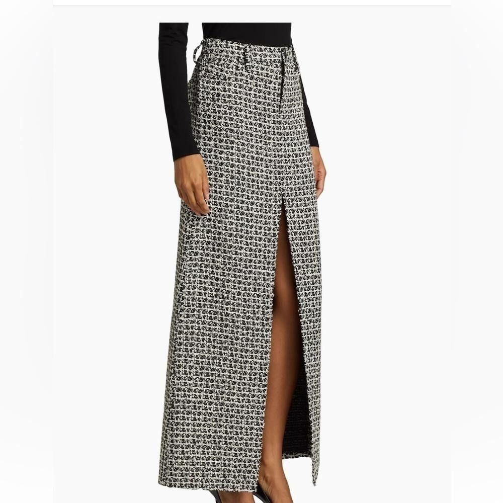Designer Alice + Olivia Rye Slit Skirt Black/off White Size 26" / US 2 / IT 38 - 5 Thumbnail