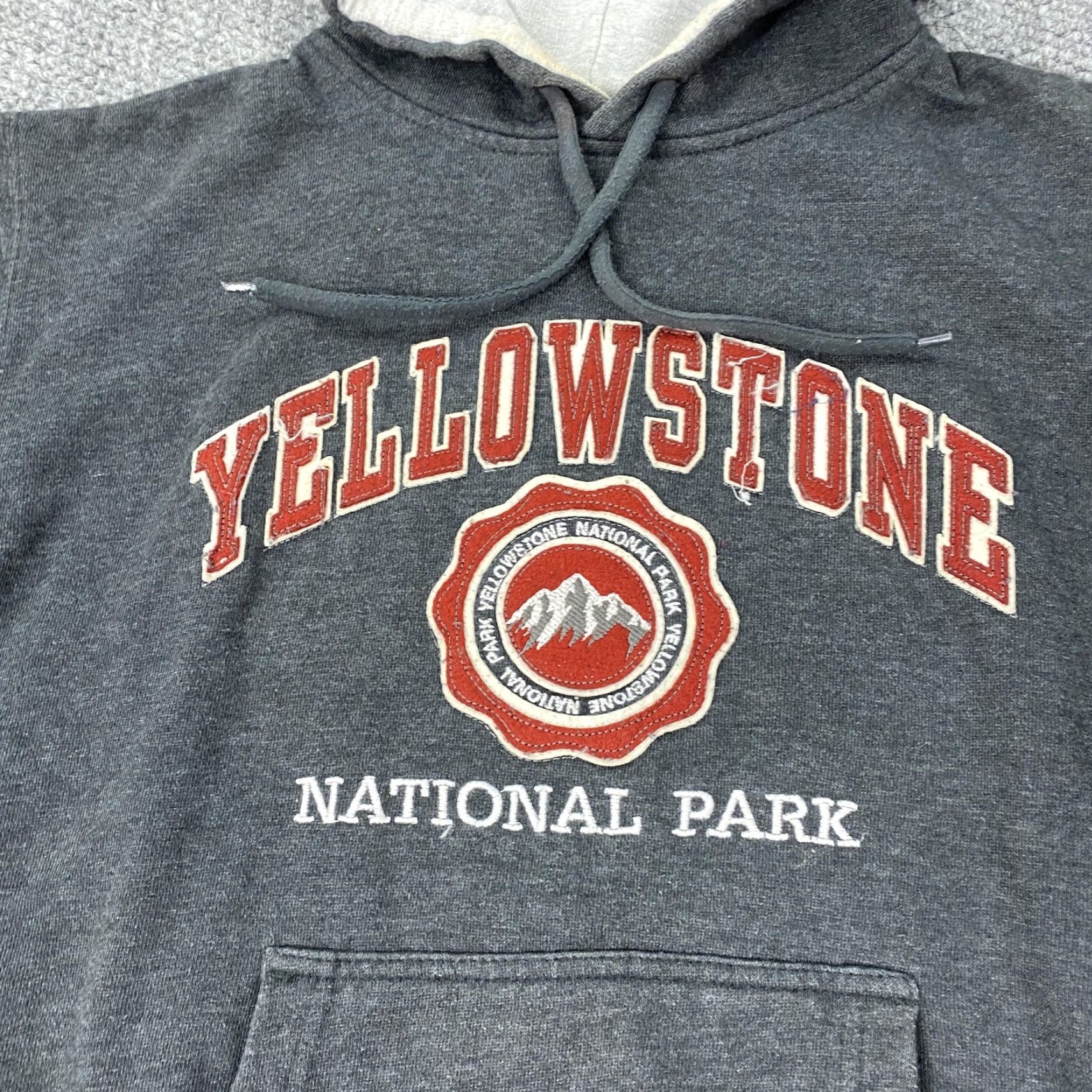Vintage Yellowstone National Park Hoodie Mens Large Gray Prairie Mountain Pullover Size US L / EU 52-54 / 3 - 2 Thumbnail