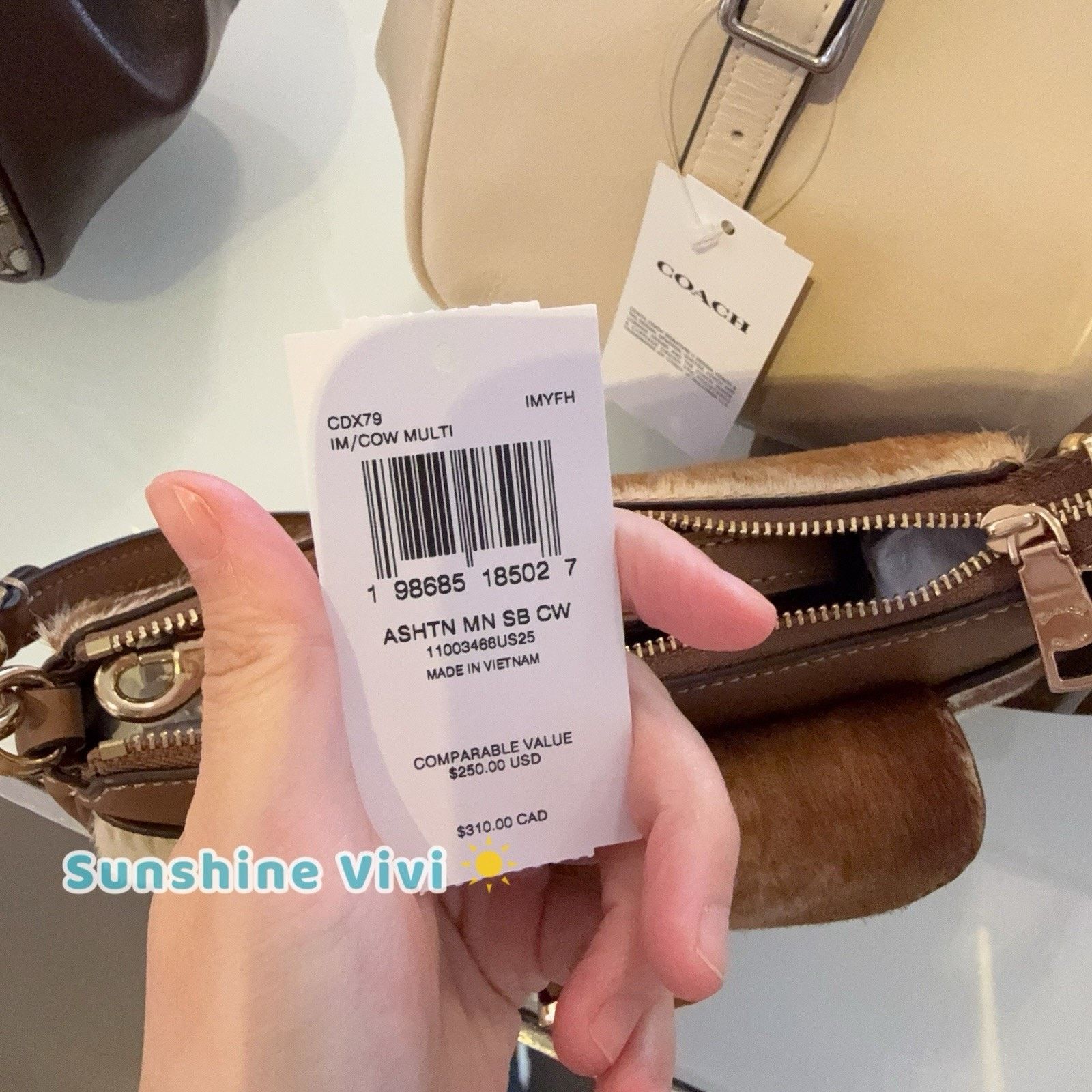 Coach NWT Coach Ashton Mini Shoulder Bag Haircalf Cow CDX79 Gold Size ONE SIZE - 6 Thumbnail