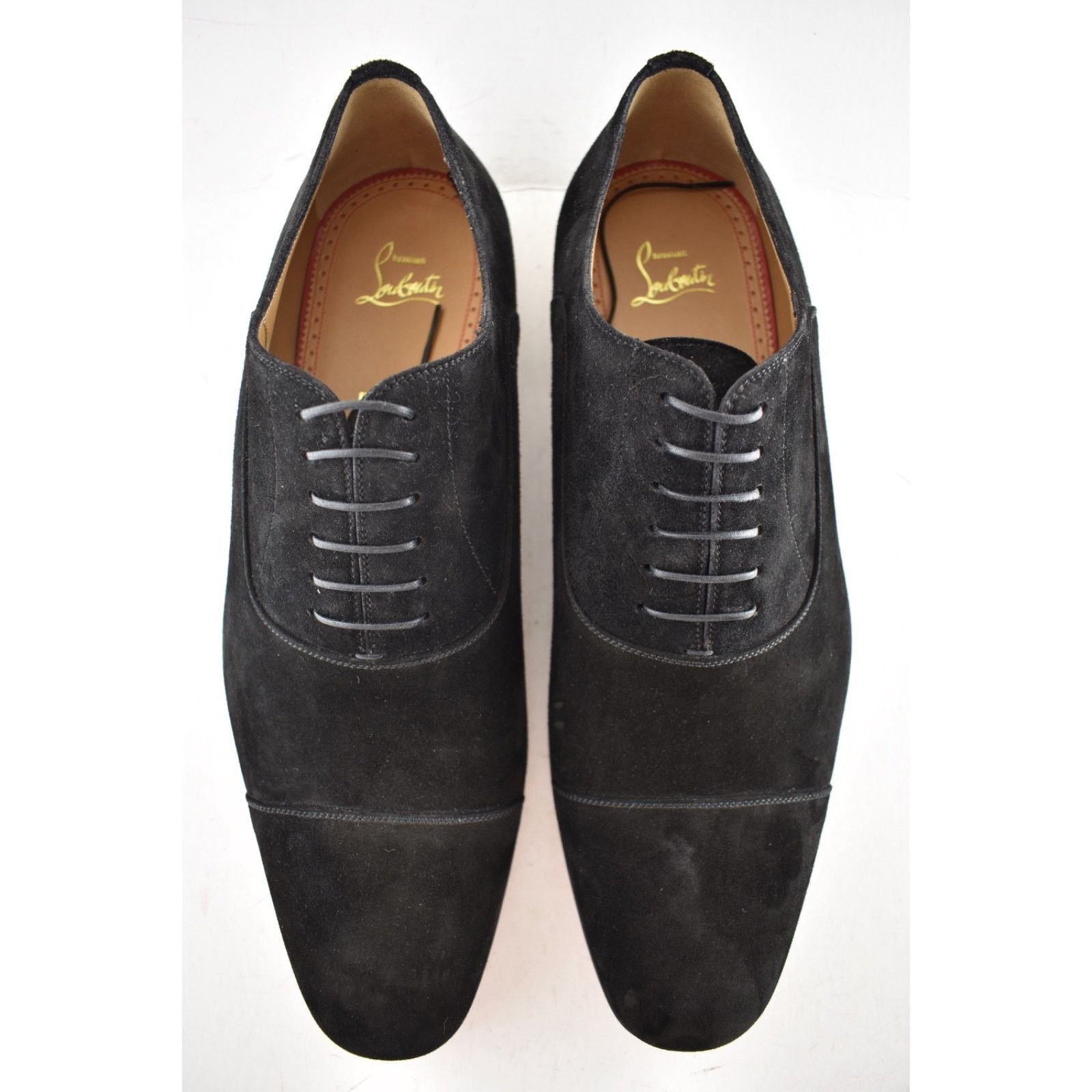 Christian Louboutin Mens Greggo Flat Black Suede Oxford Dress Loafer 44.5 11.5 Size US 11.5 / EU 44-45 - 9 Thumbnail