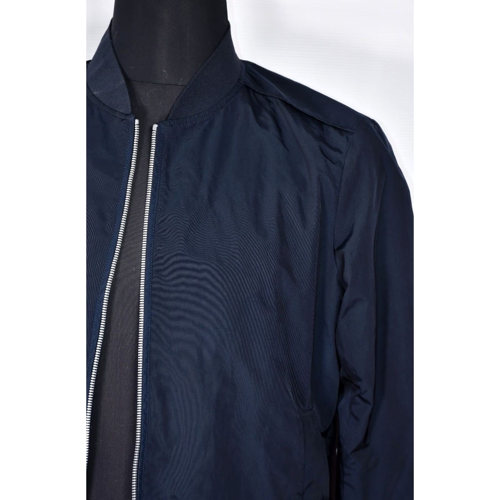 Theory Theory Bomber Jacket Men M Blue Solid Zip 100% Genuine Polyester/Nylon Classic Casual Fall Spring Summer Winter 92% Polyester 8% Nylon Size US M / EU 48-50 / 2 - 4 Thumbnail