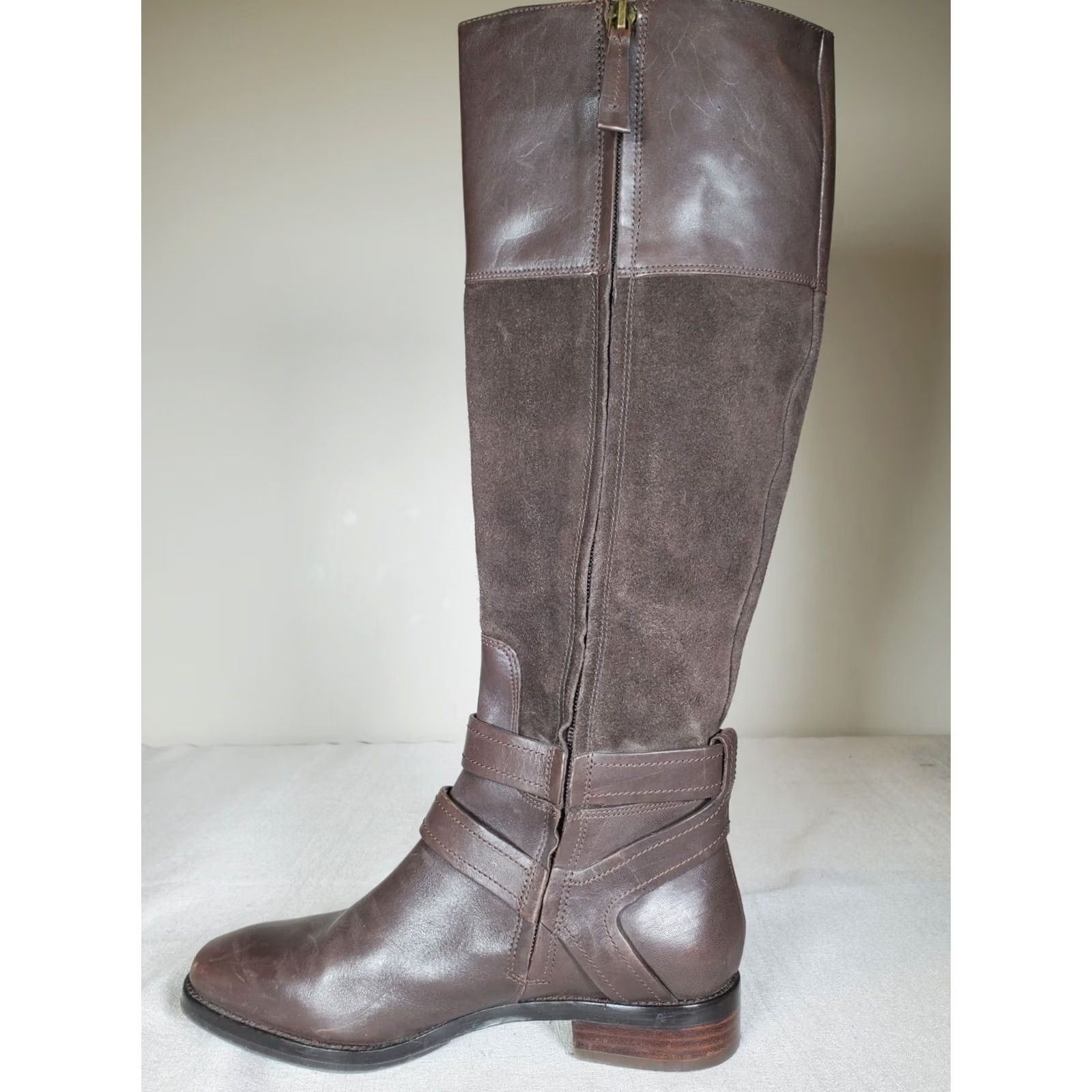 Vintage Joan & David Brown Suede / Leather Riding Boots Tall Ankle Strap Women's US 7 M Size US 7 / IT 37 - 3 Thumbnail