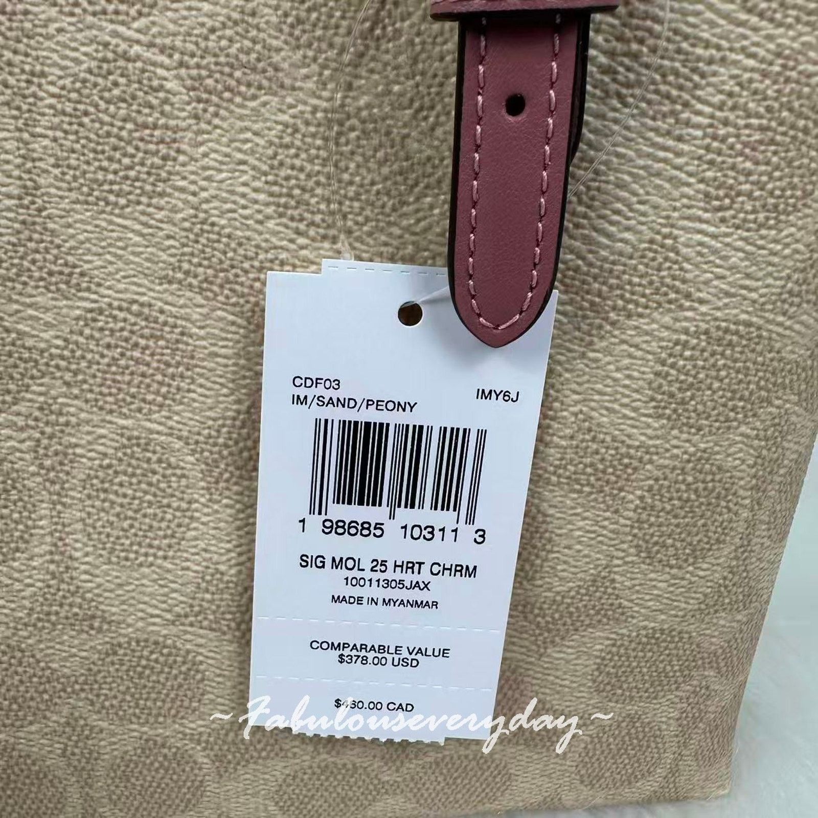 Coach Coach Mollie Tote Bag 25 Sig Canvas Heart Charm Sand Peony Size ONE SIZE - 5 Thumbnail