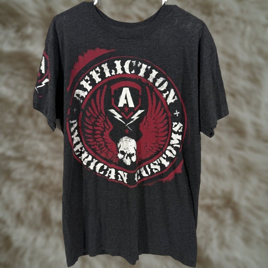 Affliction Affliction T Shirt XL Dark Gray USA Graphic Print Crew Neck Men Size US XL / EU 56 / 4 - 1 Thumbnail