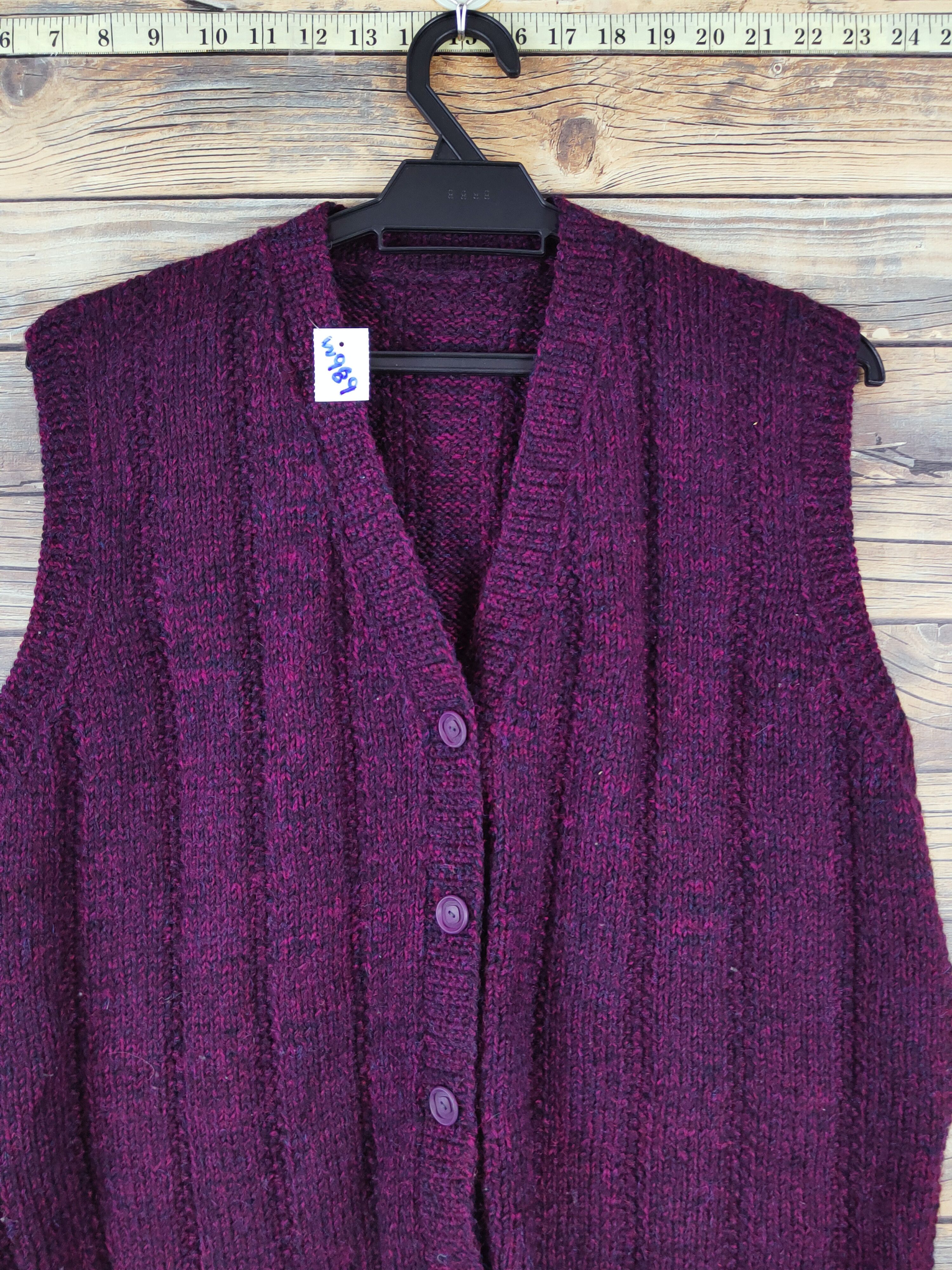 Aran Isles Knitwear × Japanese Brand × Vintage Japanese Brand Dark Purple Knitwear Button Up Vests #W989 Size M / US 6-8 / IT 42-44 - 2 Thumbnail