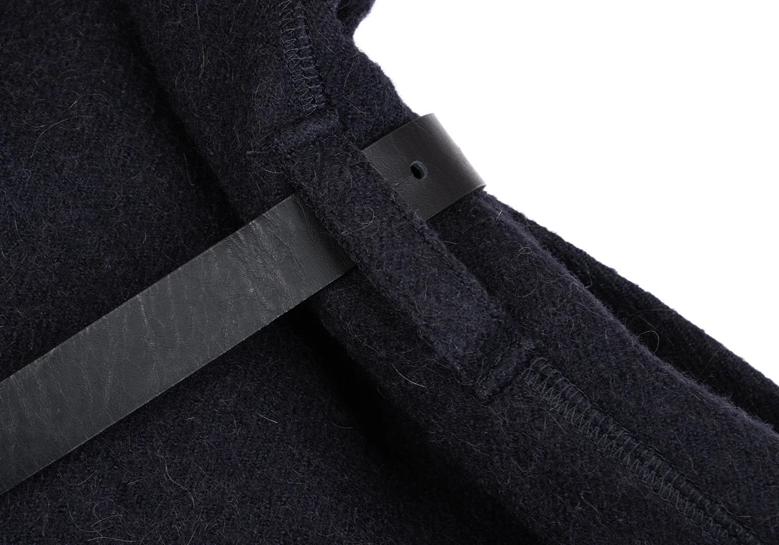 Issey Miyake Alpaca Wool Leather Belted Long Gown Coat in Navy Size US M / EU 48-50 / 2 - 16 Thumbnail