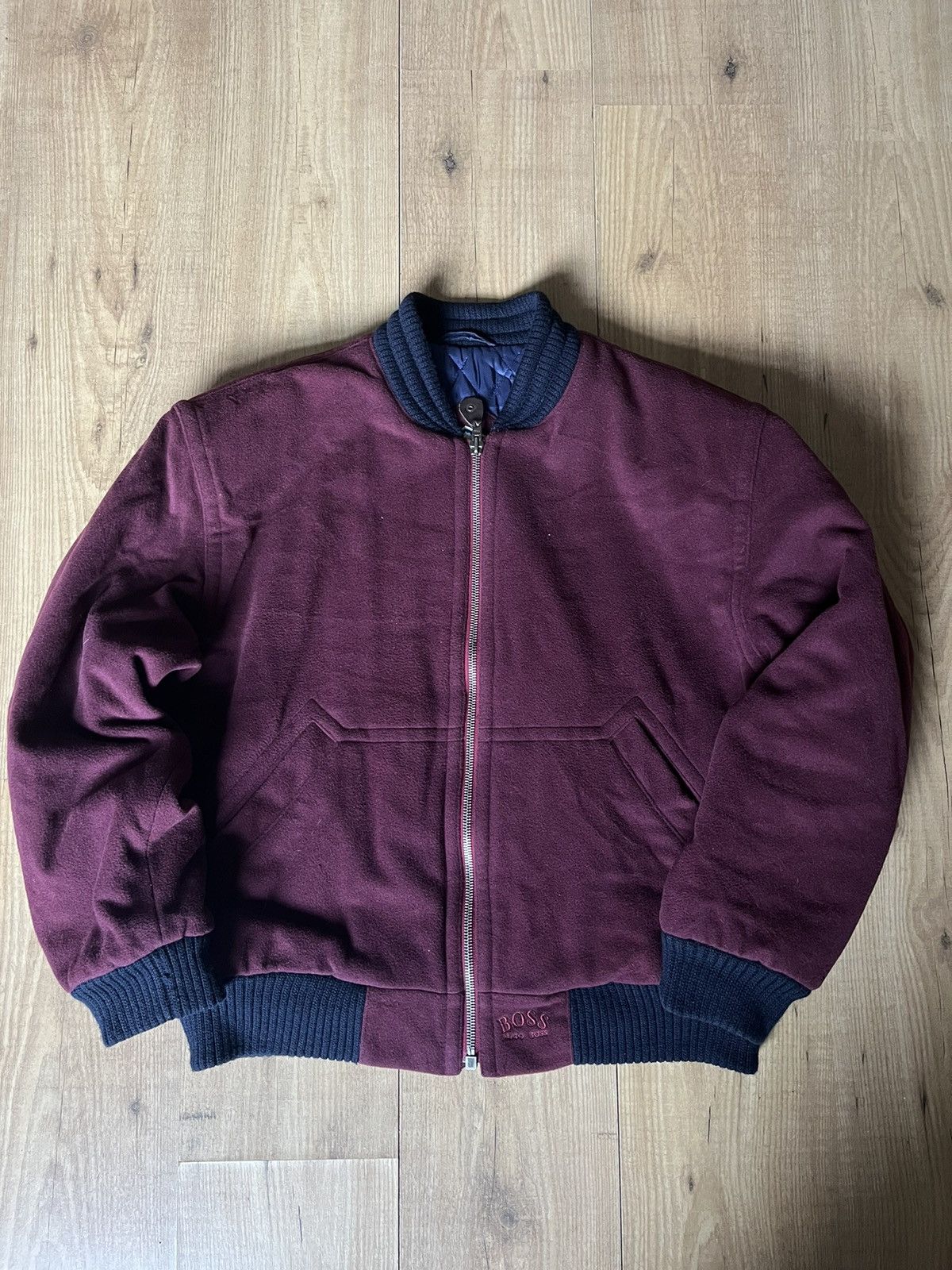 Hugo Boss × Vintage RARE Vintage 80’s Hugo Boss Wool Bomber Jacket Size US L / EU 52-54 / 3 - 1 Thumbnail