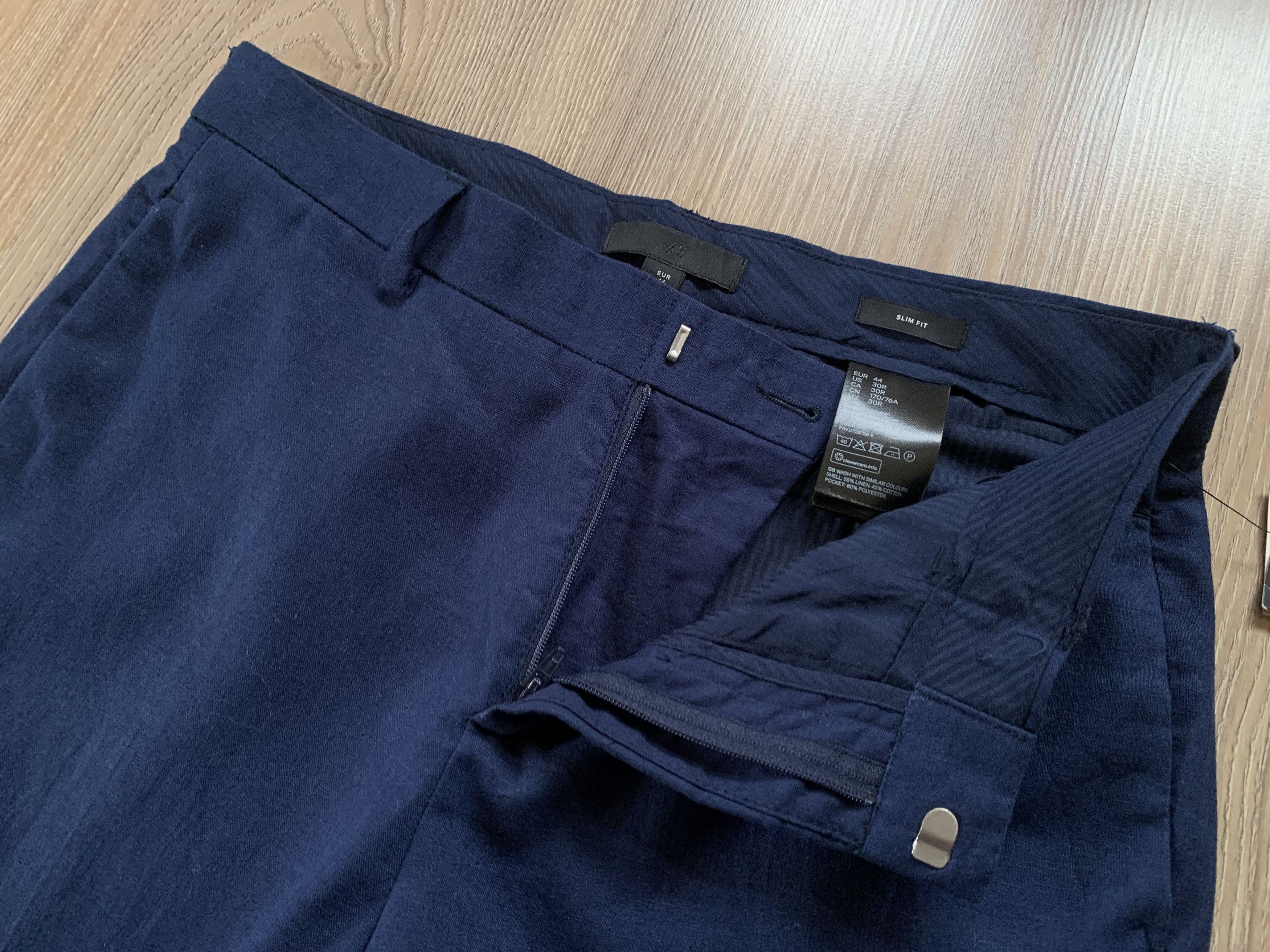 H&M H&M Linen Blend New Blue Pants Trousers Size 44R - 5 Thumbnail