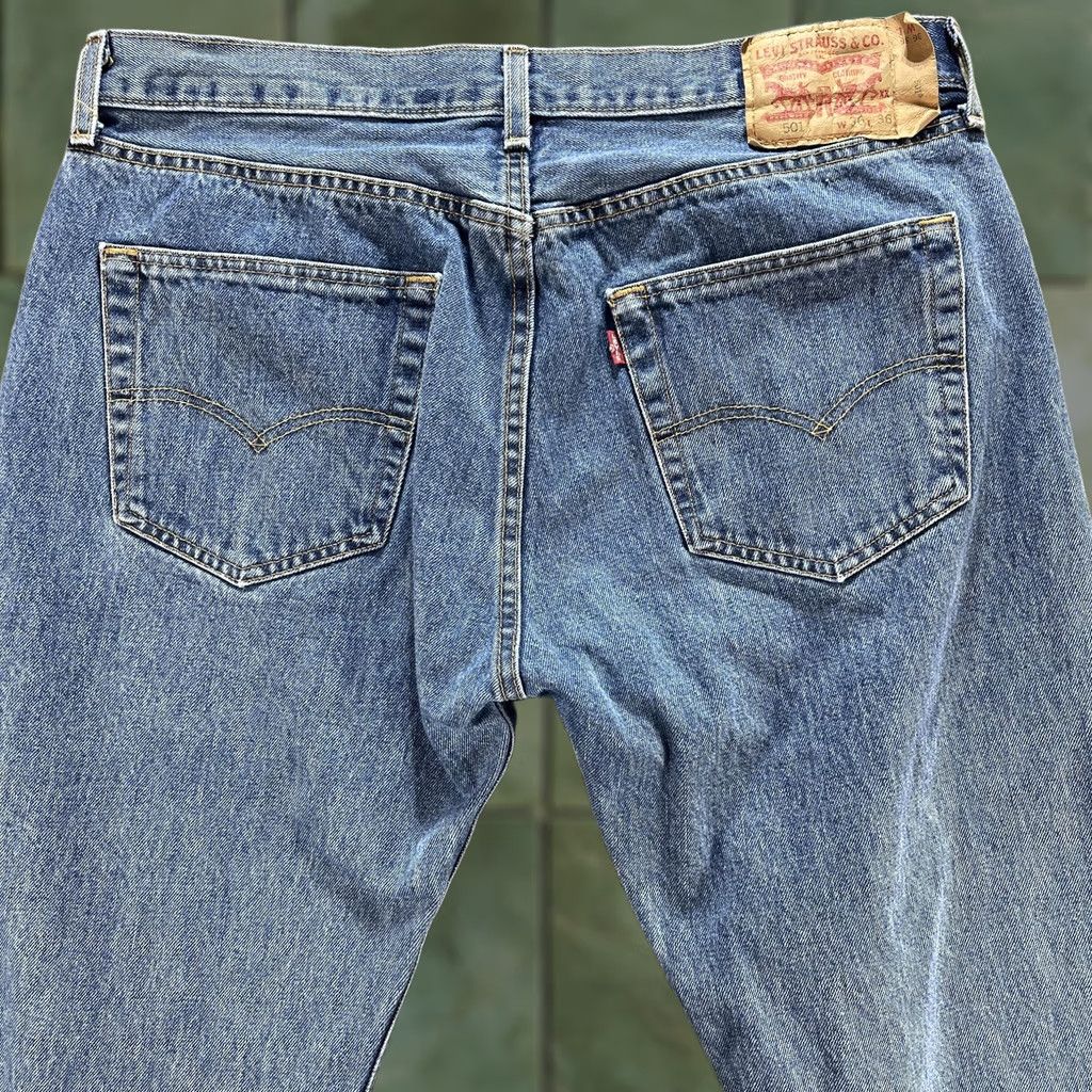Levi's Levi's 501 Jeans Mens 36x36 Blue Denim Straight Leg Button Fly Red Tab Classic Size US 36 / EU 52 - 1 Thumbnail