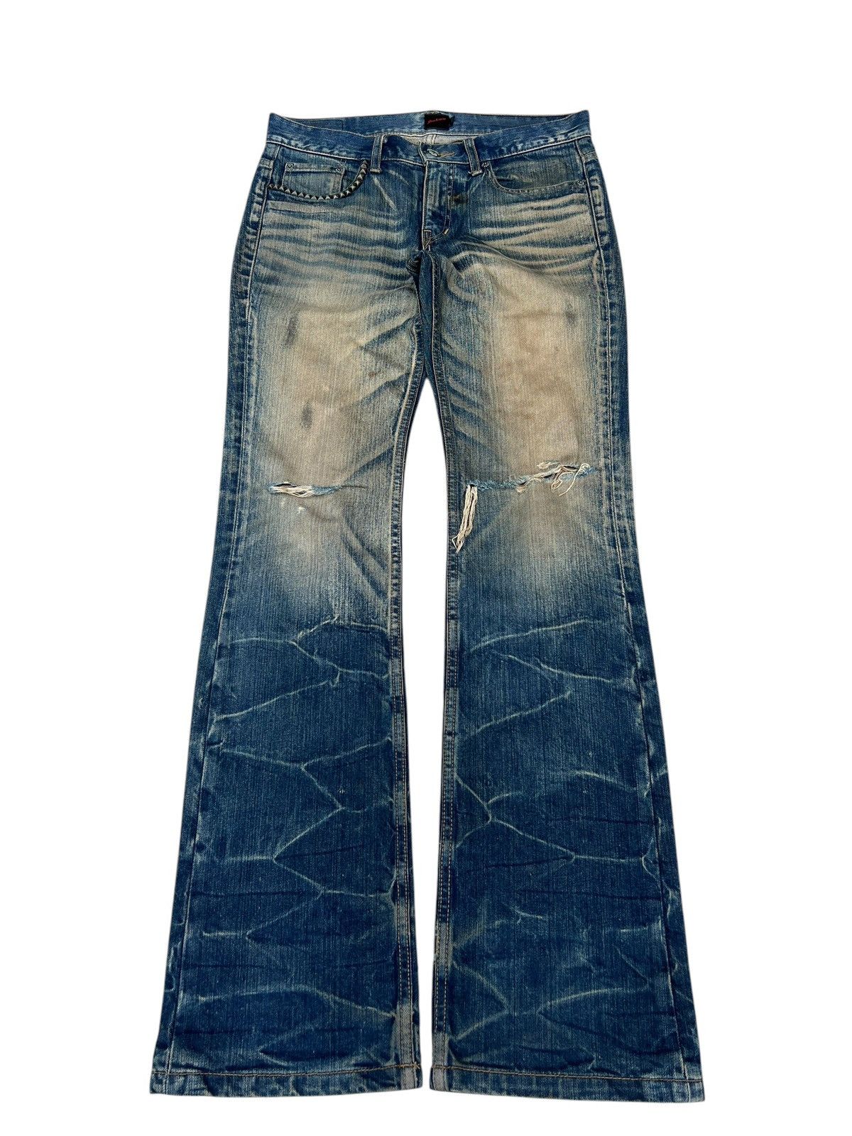 JACKROSE Dirty Mud Trashed Jackrose Rips Denim Claw Mark Flare Jeans Size US 30 / EU 46 - 1 Thumbnail