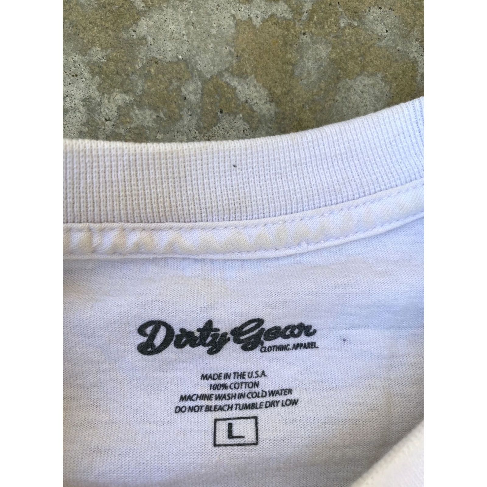 Vintage Dirty Gear Apparel Men's Stay True White Short Sleeve T Shirt L White/Navy Clean 90s style Mens Tee Size US L / EU 52-54 / 3 - 5 Thumbnail