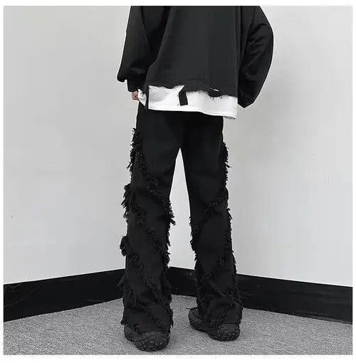 Japanese Brand Men Solid Ragged Edge Straight Jeans Size US 32 / EU 48 - 3 Thumbnail