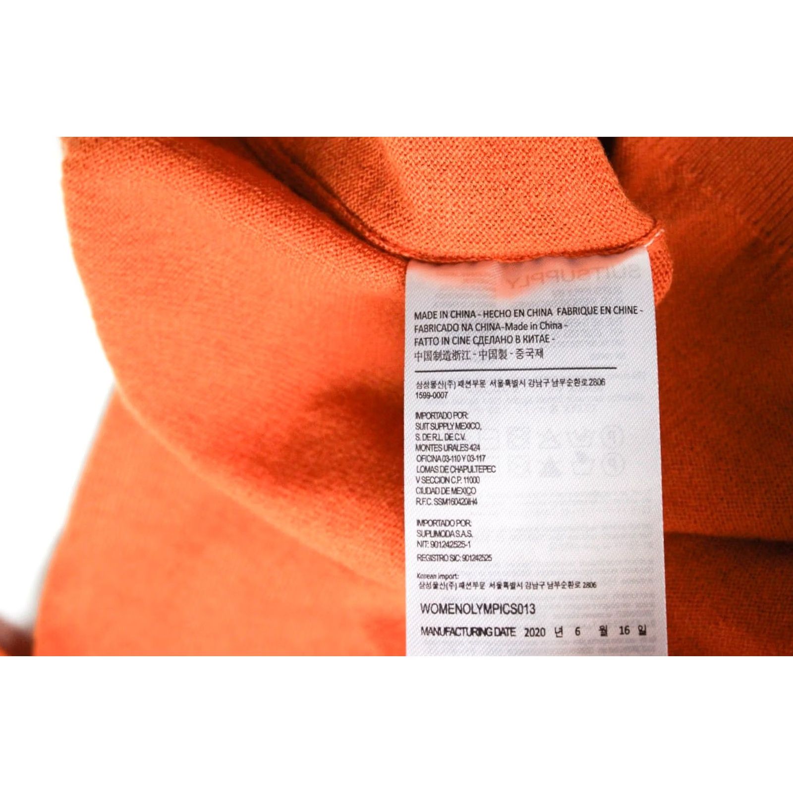 Suitsupply Suitsupply Olympics T-Shirt Women's 2XL Merino Wool Short Sleeve Knitted Shirt Adult Women Orange Crew Neck Logo Size XXL / US 16-18 / IT 52-54 - 6 Thumbnail