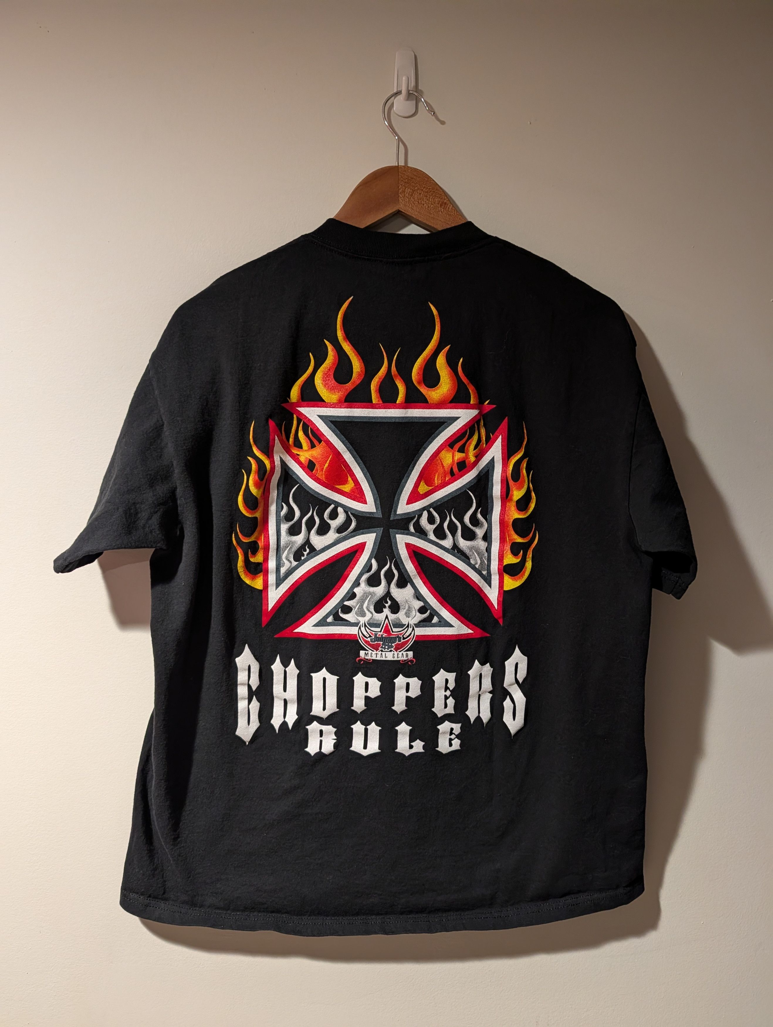 Vintage 90s Choppers Rule Flames Center Logo Motor T-Shirt