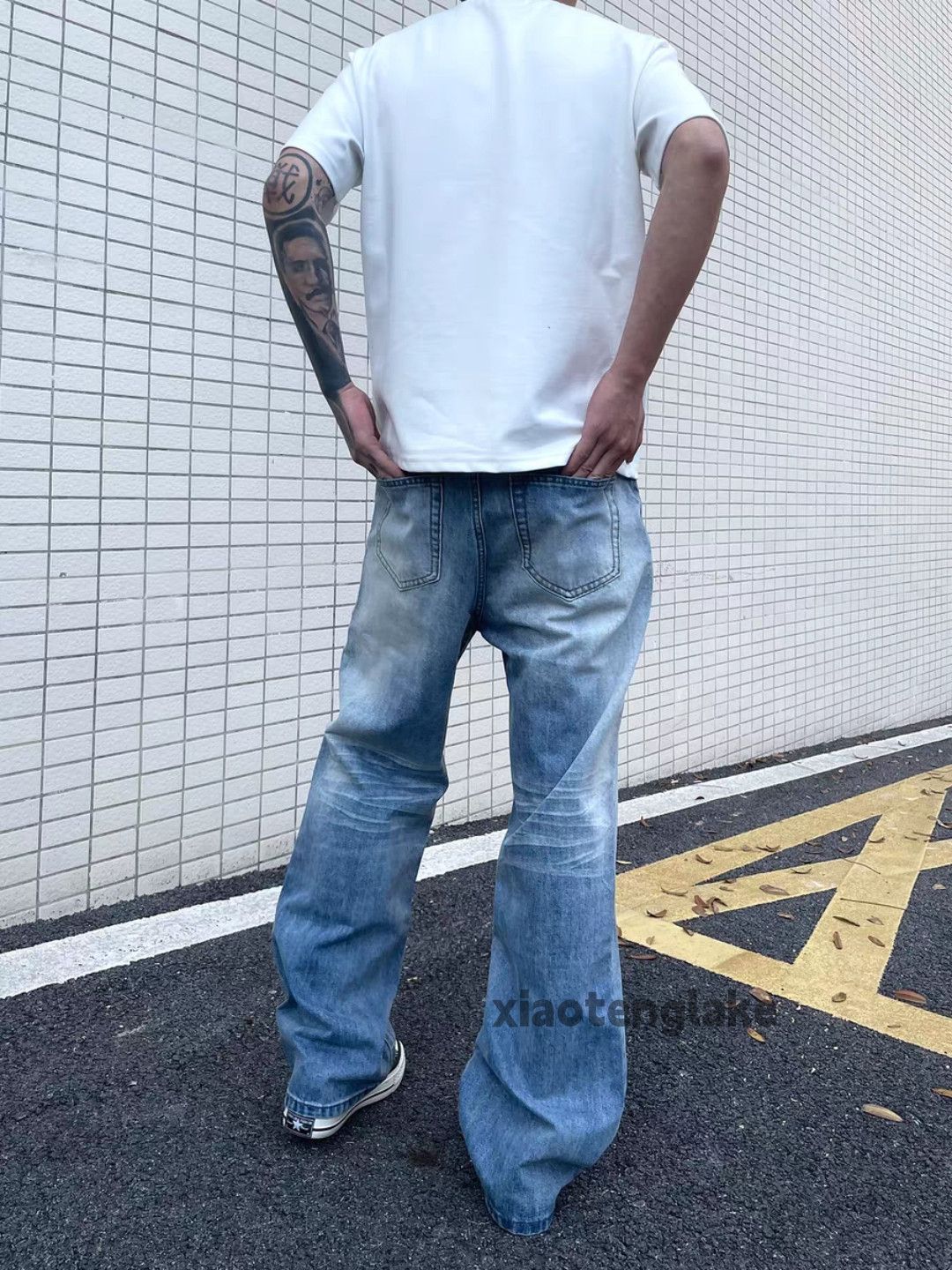 Jean × Vintage unisex washed faded cleanfit work cargo hiphop jeans Size US 33 - 8 Thumbnail
