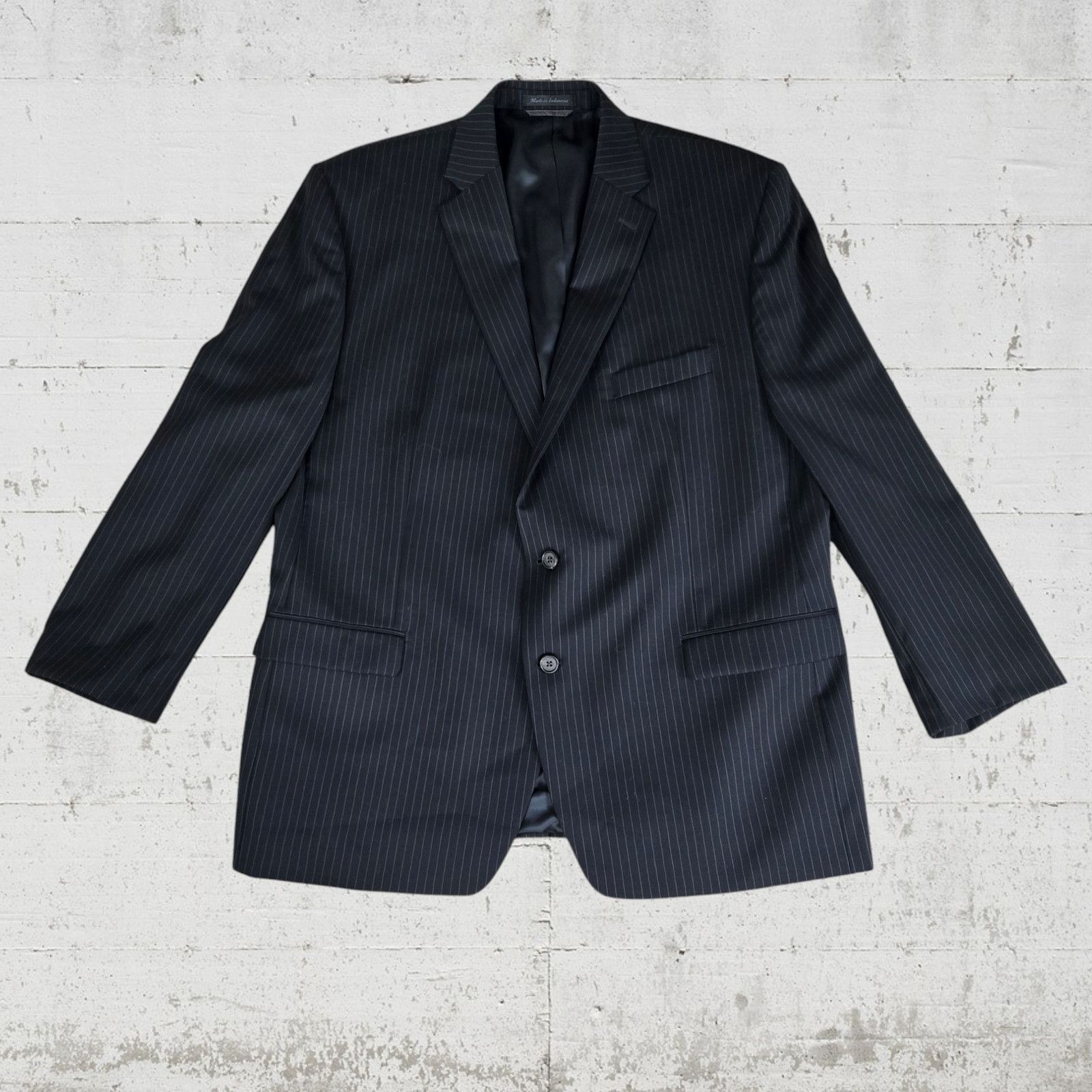 Lauren Ralph Lauren Y2K LRL Black Pinstripe Wool Suit Jacket Size 48 Size 48R - 2 Thumbnail