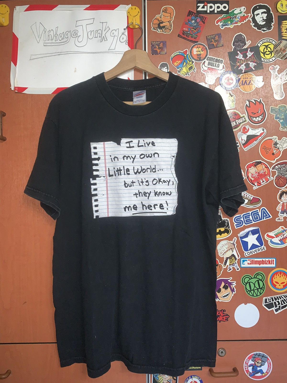 image of Vintage 90’S Wording T-Shirt in Black, Men's (Size Medium)