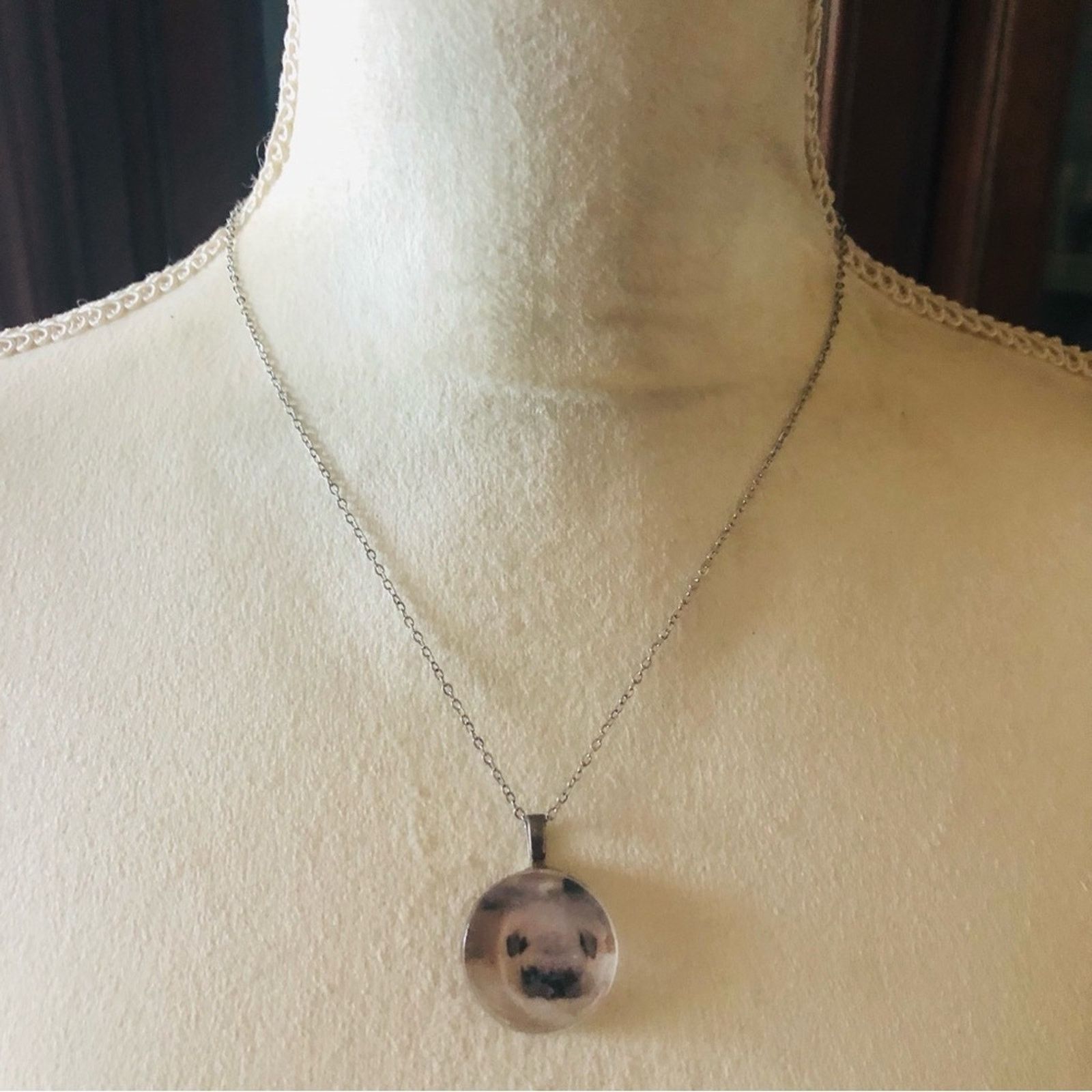 Handmade Handmade glass pug dog photo pendant on chain necklace Size ONE SIZE - 3 Thumbnail