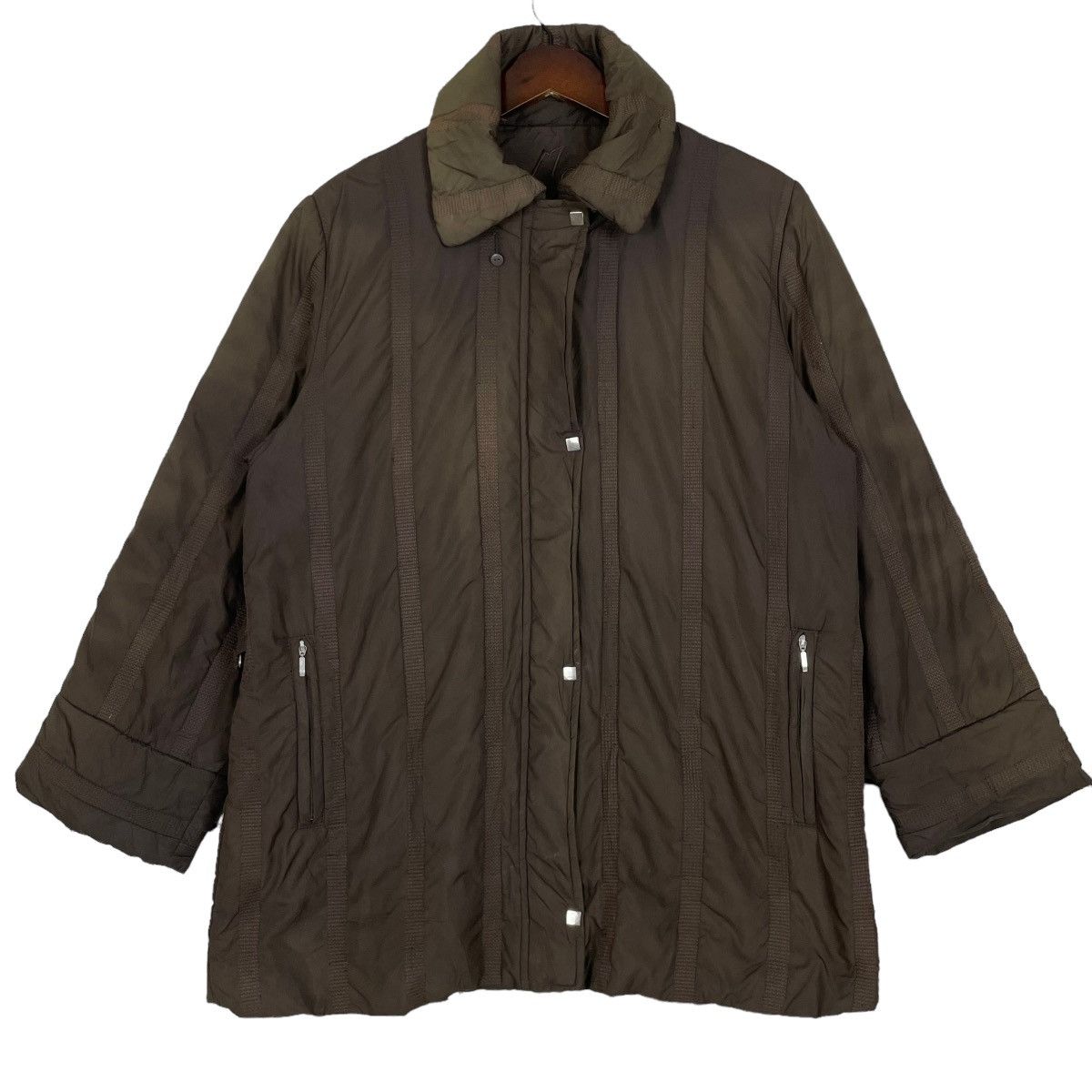 image of Designer Luminex Down Jacket Button Up Zipp Faded Brown, Men's (Size Medium)