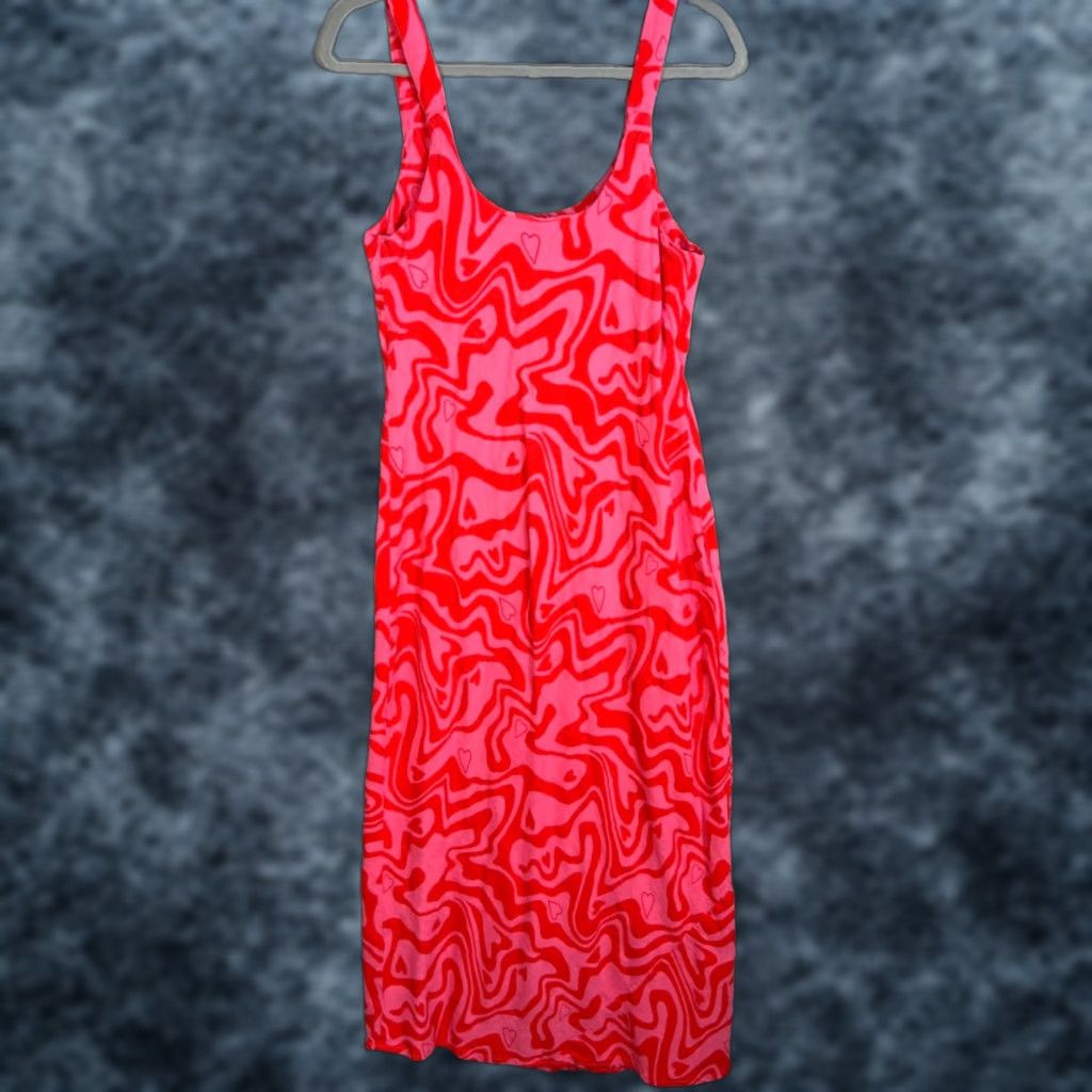 Asos ASOS Womens 8 Pink Red Design Swirl Print Midi Dress Sleeveless Shirt Dress Adult Womens 8 Pink Swirl Print Midi Dress Womens Size M / US 6-8 / IT 42-44 - 1 Thumbnail
