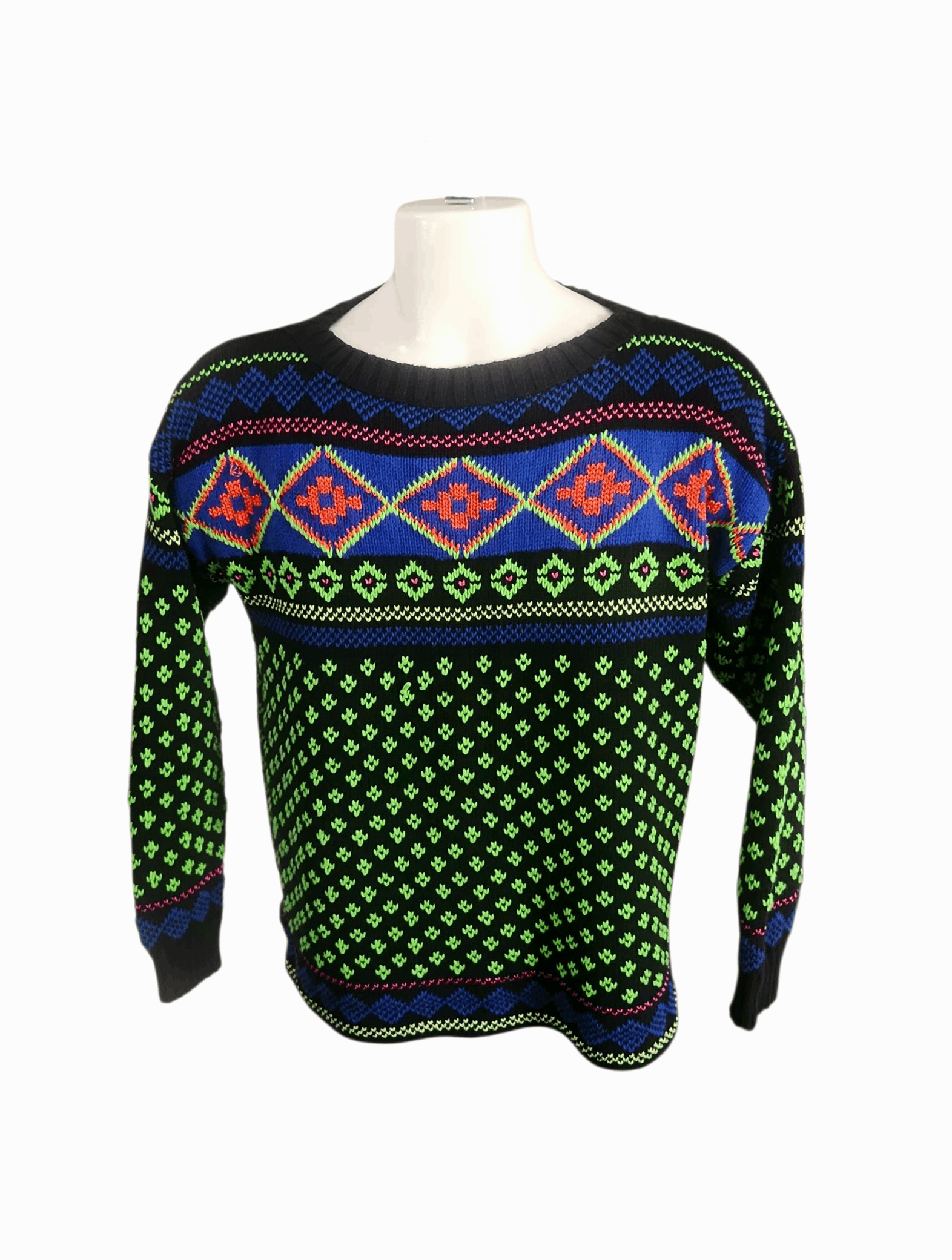 Ralph Lauren Ralph Lauren Vtg Neon Knit Crewneck Sweater 90s Navajo Size L / US 10 / IT 46 - 1 Thumbnail
