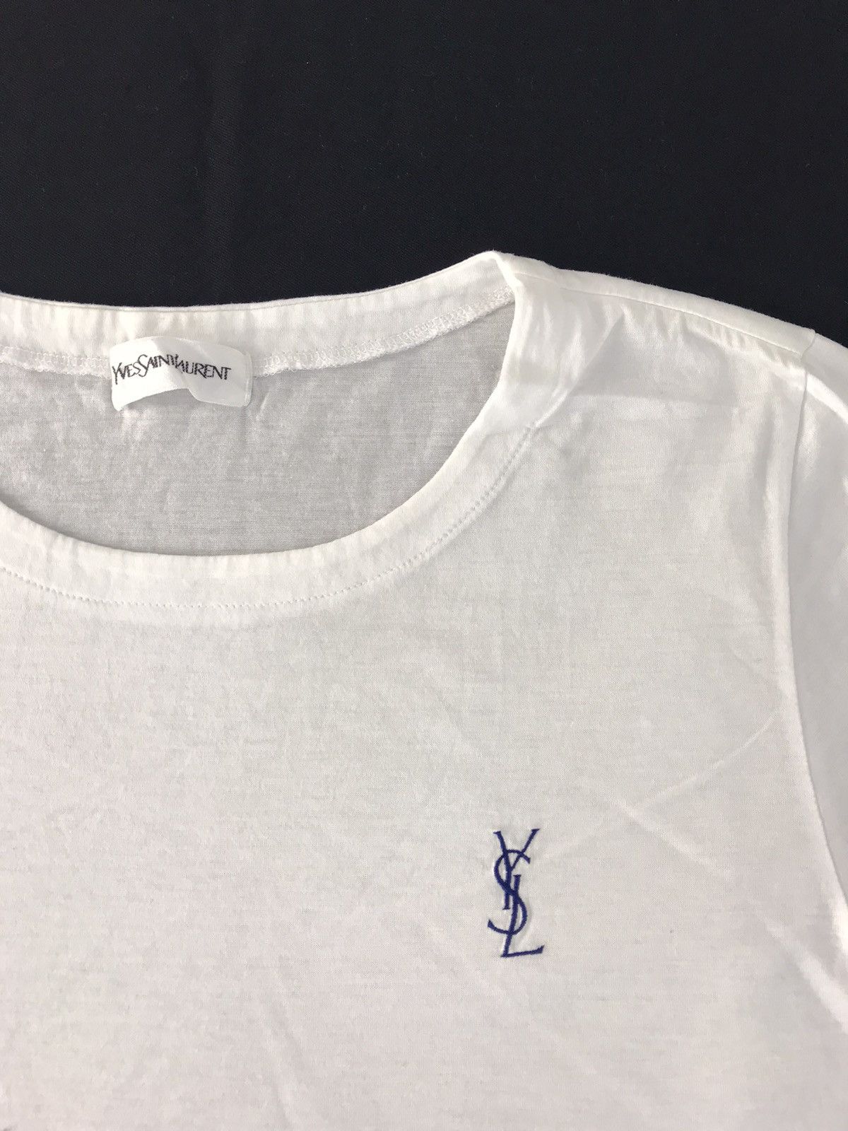 Designer 90s Yves Saint Laurent White Plain Inner Longsleeve Tee Size US M / EU 48-50 / 2 - 4 Thumbnail