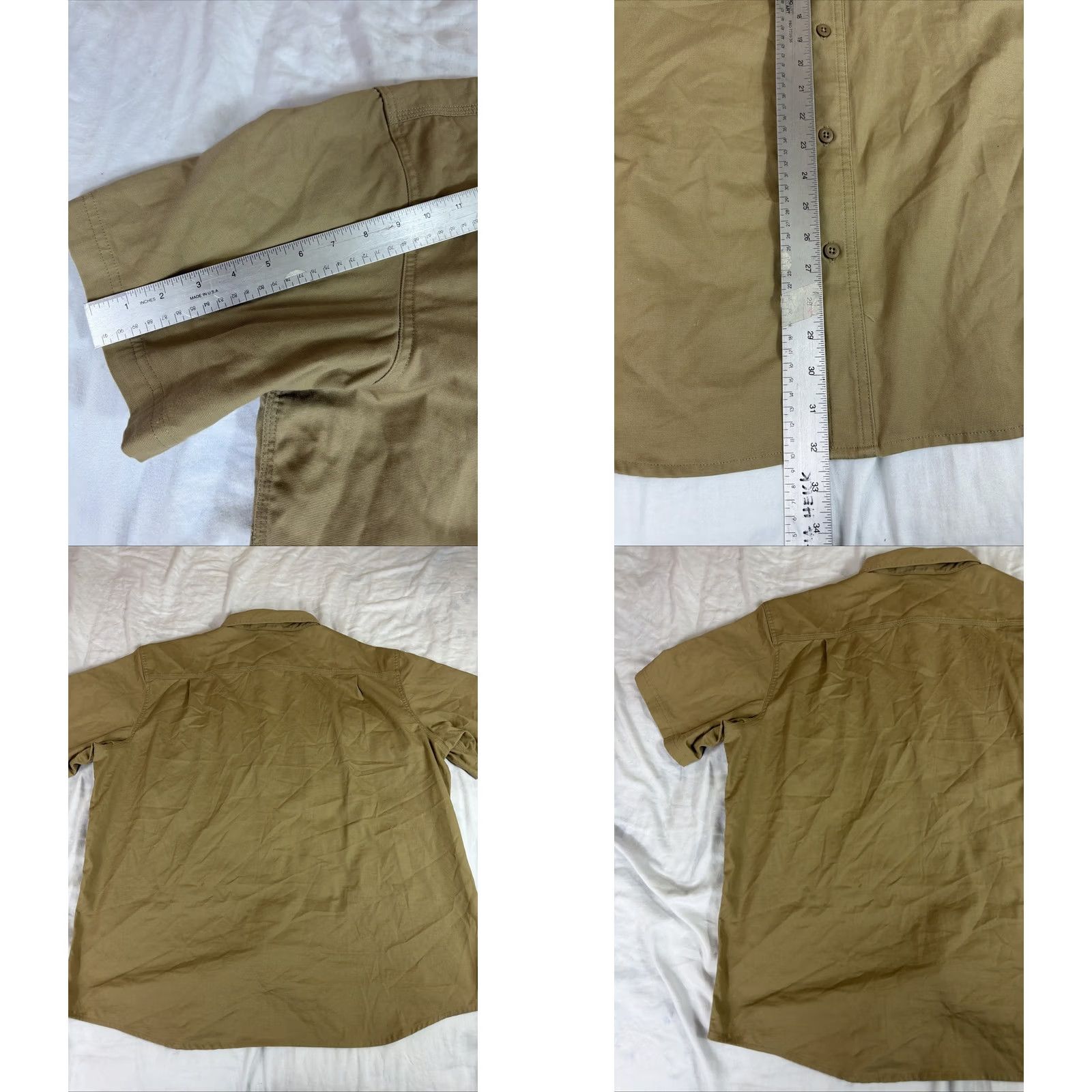 Carhartt Carhartt Shirt Mens XXL Beige Button-Up Embroidered Rugged 106688 Short Sleeve Solid Canvas Pocket Zipper Breathing Easy Care Size US XXL / EU 58 / 5 - 10 Thumbnail