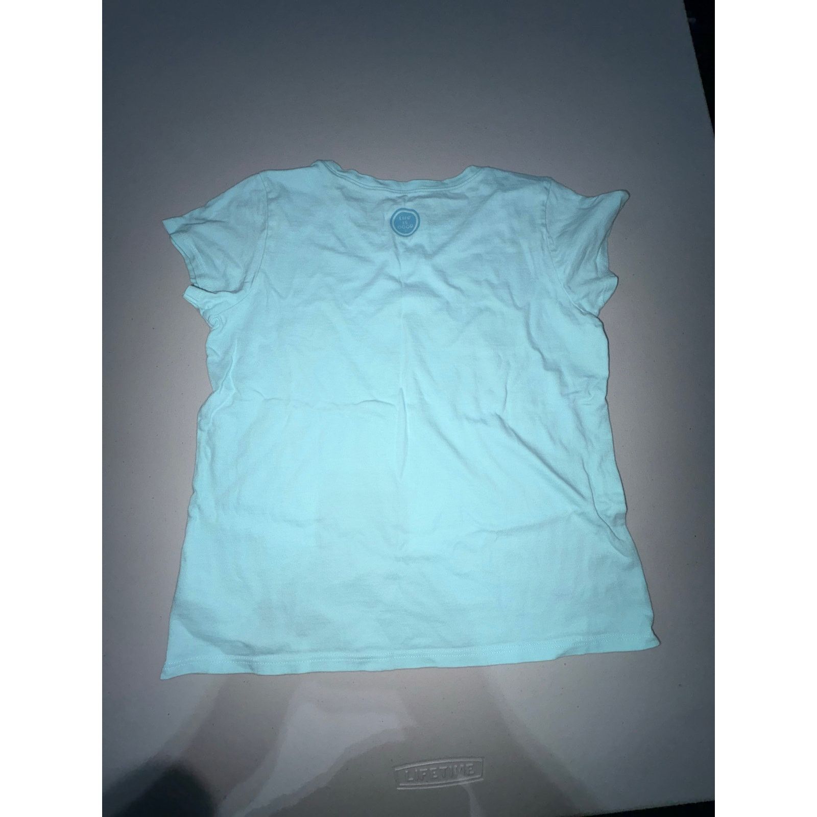 Life is Good Life Is Good Womens XL Aqua Positive Bee Short Sleeve Shirt Size XL / US 12-14 / IT 48-50 - 4 Thumbnail