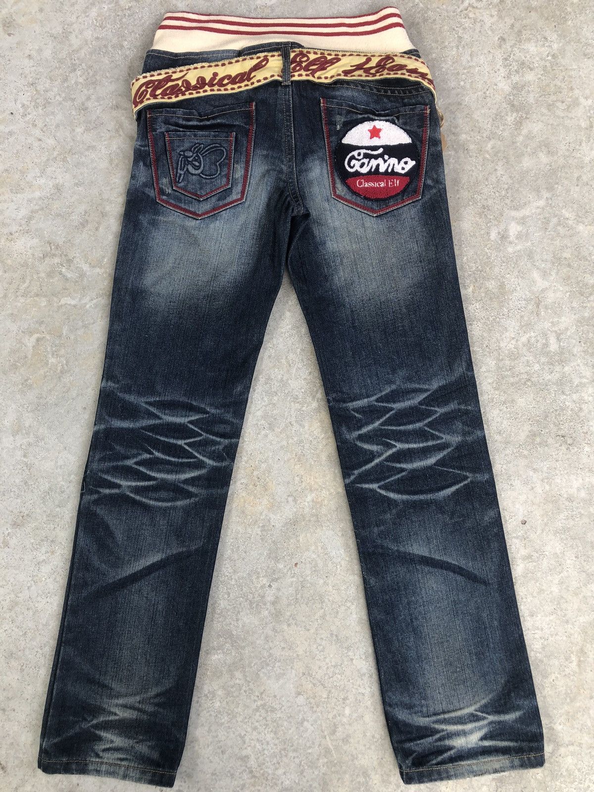 Japanese Brand Japanese Classical elf Distressed Jeans Embroidered Size US 31 - 1 Thumbnail