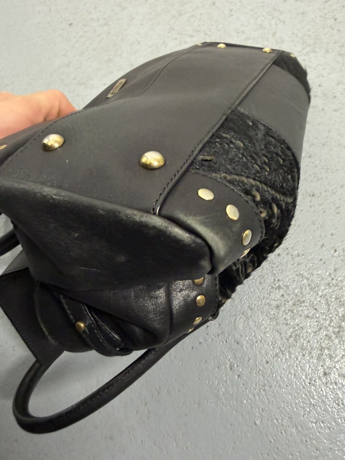 John Galliano Vintage 00s John Galliano Pony Hair Leather Handbag Size ONE SIZE - 13 Thumbnail