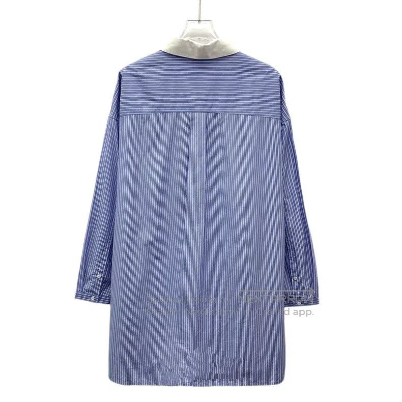 Loewe Loewe Blue Striped Logo Embroidered Cotton Lapel Long Slee Size XS / US 0-2 / IT 36-38 - 2 Thumbnail