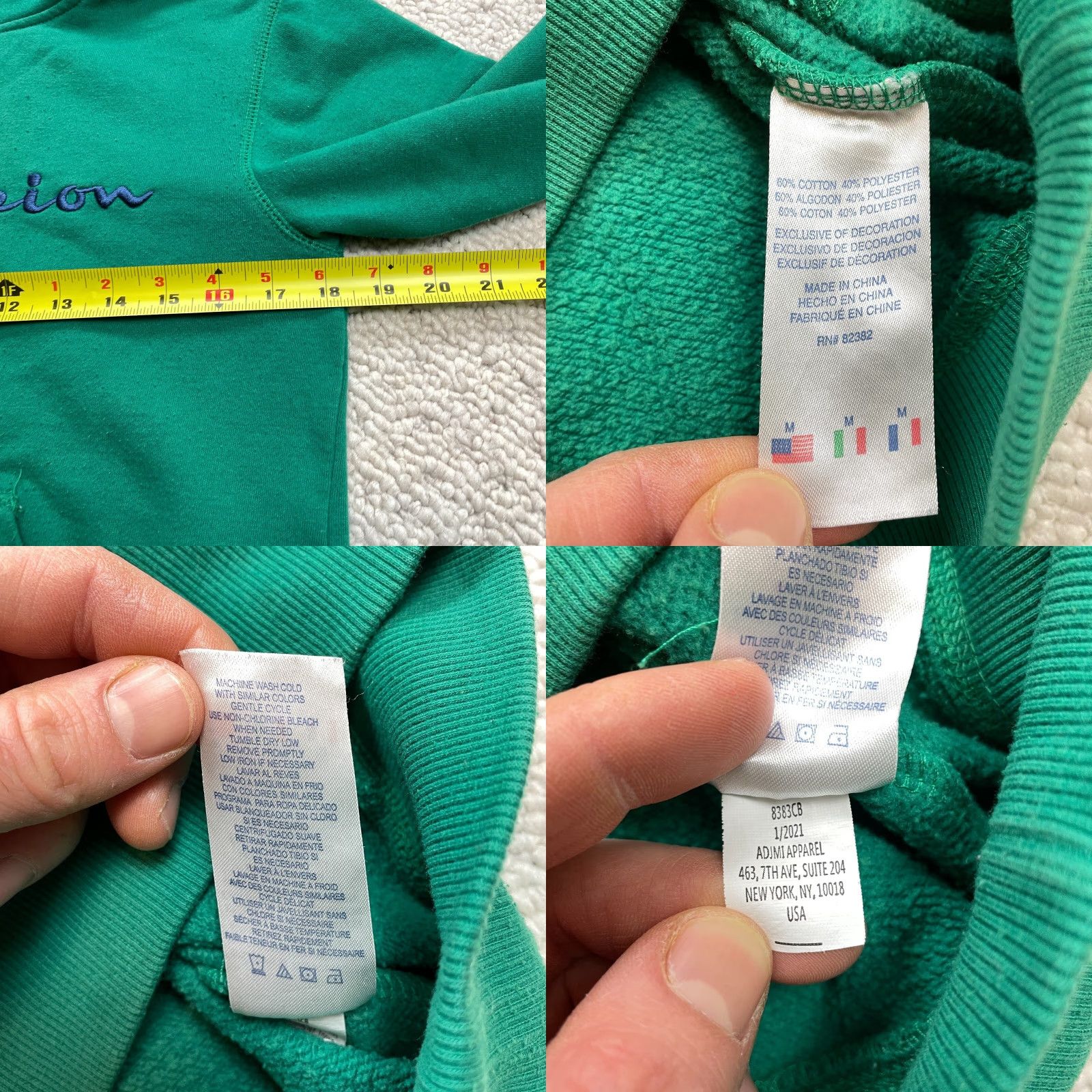 Champion Champion Hoodie Sweatshirt Womens M Green Retro Spellout Active Size M / US 6-8 / IT 42-44 - 8 Thumbnail