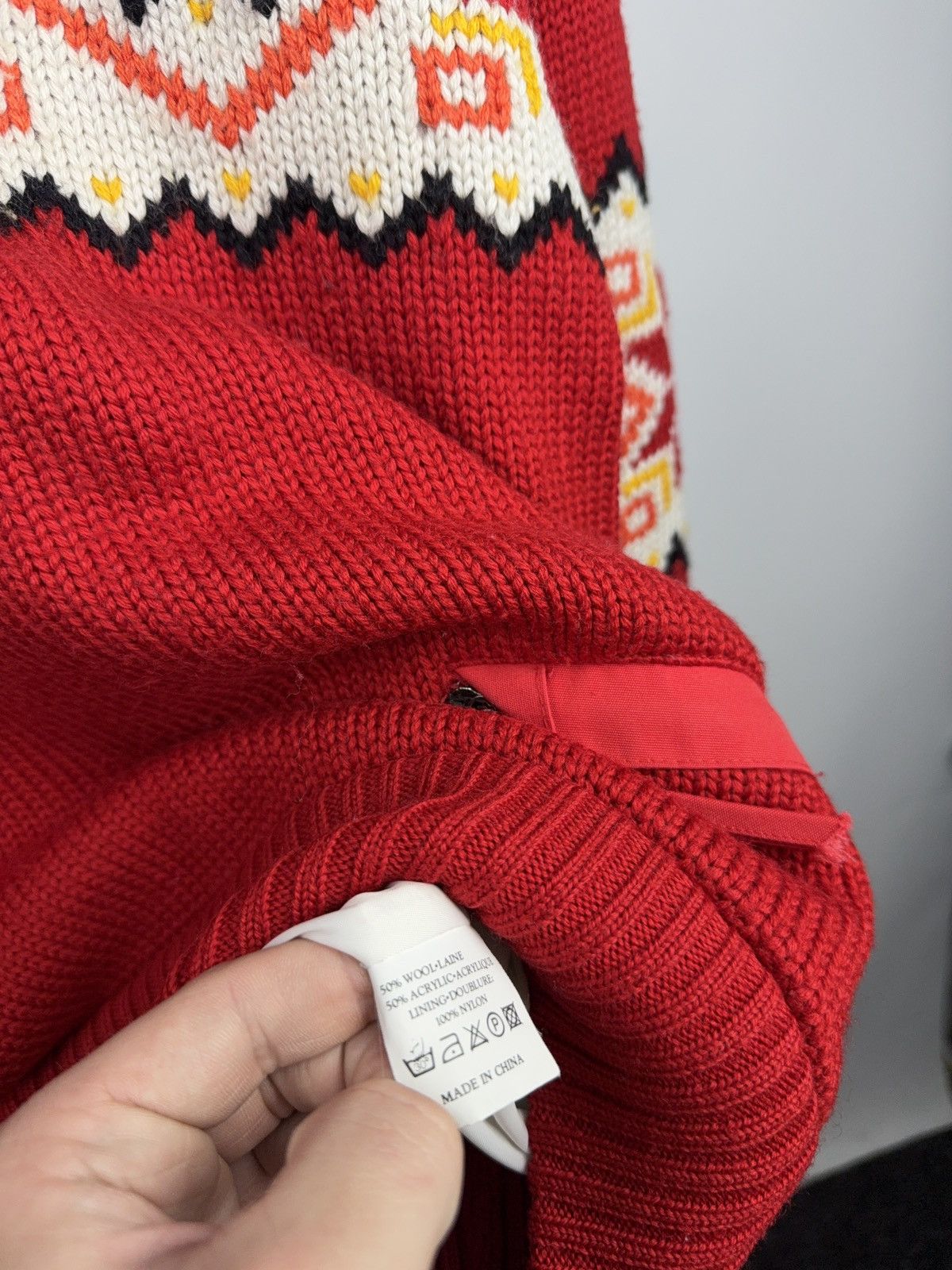 Vintage 00s Retro Rescue SOS Nordic Wool Zip Ski Sweater Red Size US XL / EU 56 / 4 - 10 Thumbnail