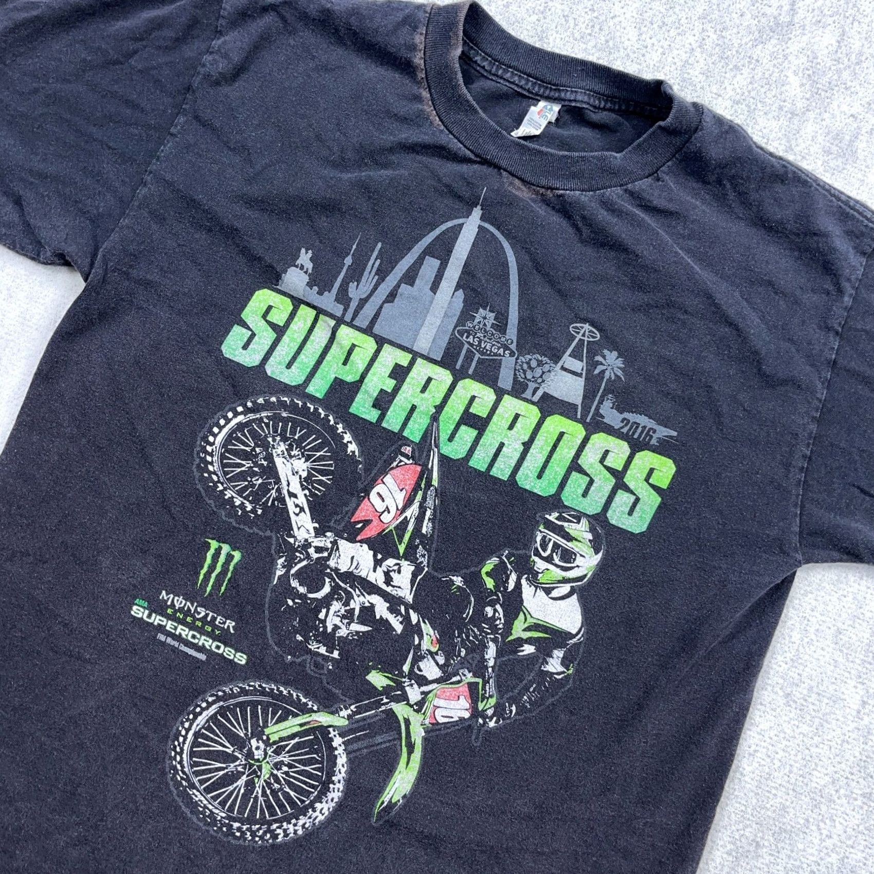Vintage VINTAGE AL Style Supercross Shirt Men M Black Graphic Print Tee 90s Grunge Las Vegas Monster Energy Logo Shirt Mens Size US M / EU 48-50 / 2 - 3 Thumbnail