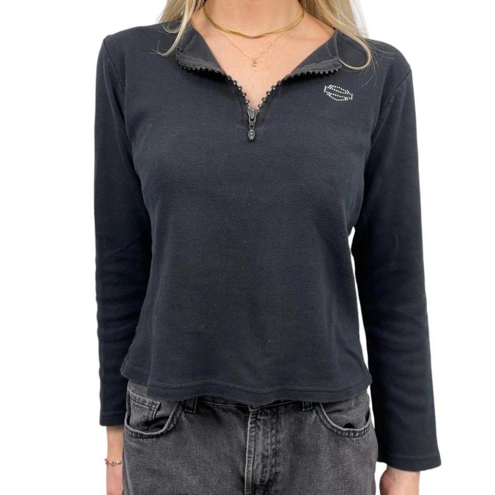 Harley Davidson Vintage Harley Davidson Quarterzip Tee Size M / US 6-8 / IT 42-44 - 1 Thumbnail