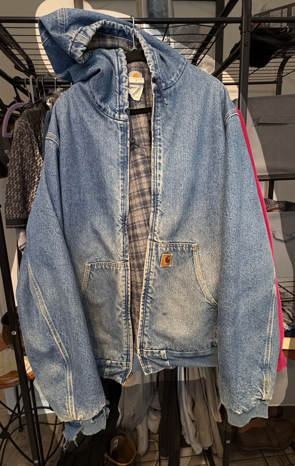 Carhartt Vintage Carhartt J139 DST Distressed Denim Jacket 2XL Tall Size US XXL / EU 58 / 5 - 2 Thumbnail