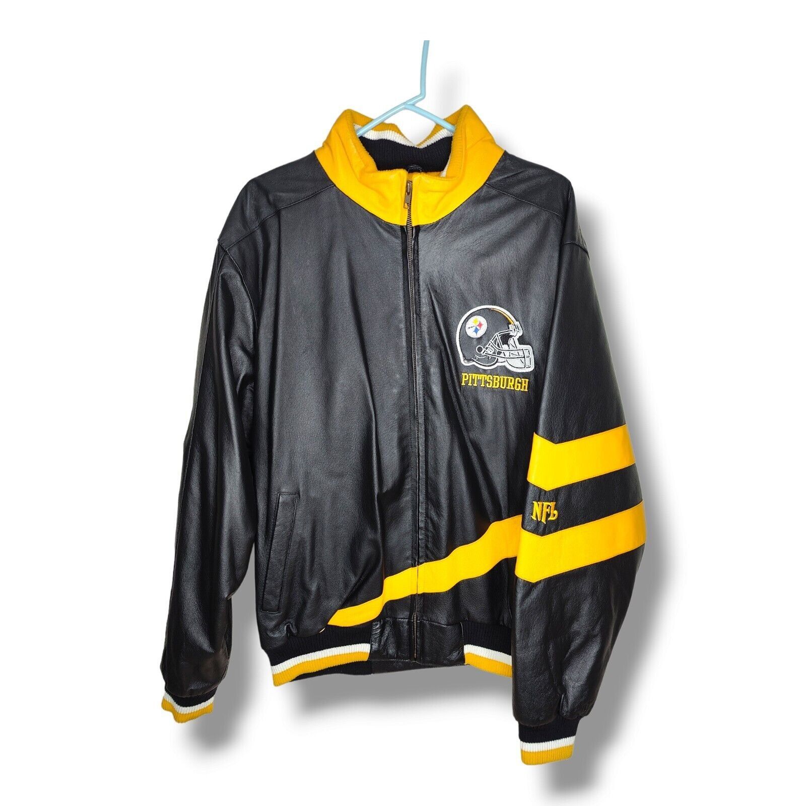 image of Vintage Pittsburgh Steelers G-Iii G-3 Genuine Leather Jacket Men's S (Size Large)