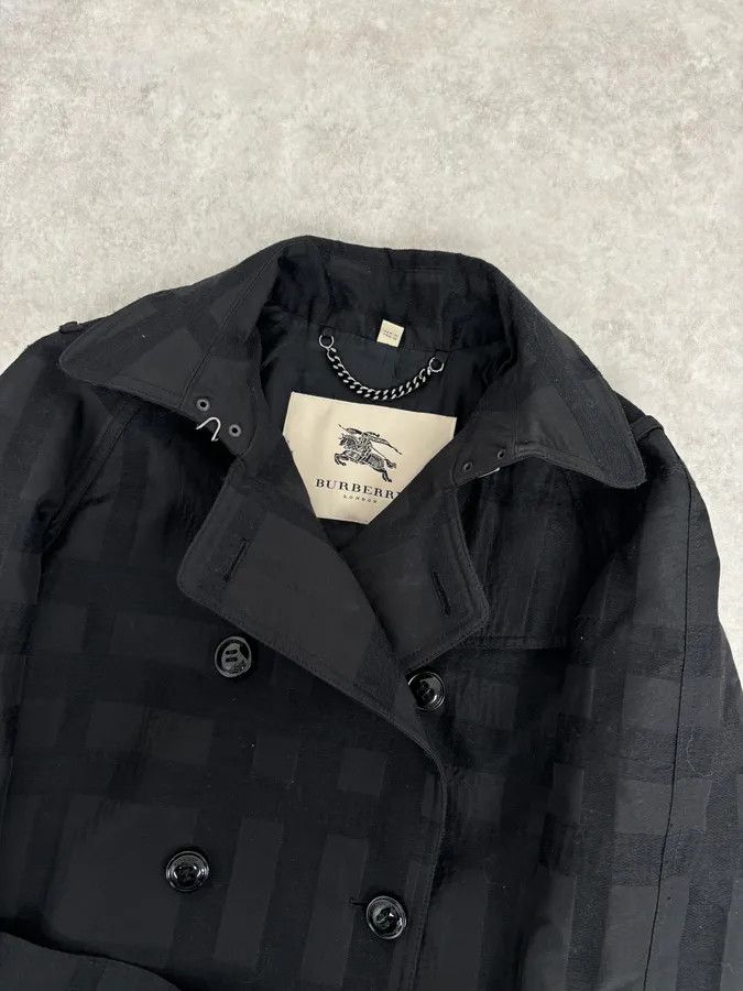 Burberry FW2009 Burberry Prorsum Black Wool Tonal Check Trench Coat Size S / US 4 / IT 40 - 5 Thumbnail