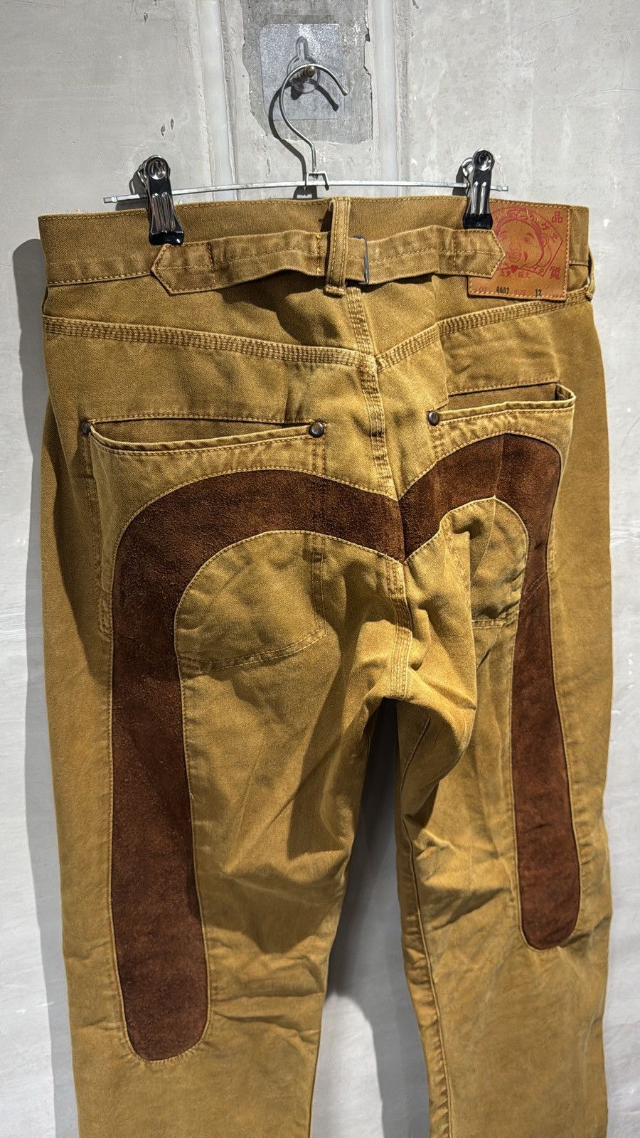 Evisu Rare EVISU Yamane Deluxe Canvas Pants Suede Leather Daicock Size US 32 / EU 48 - 8 Thumbnail
