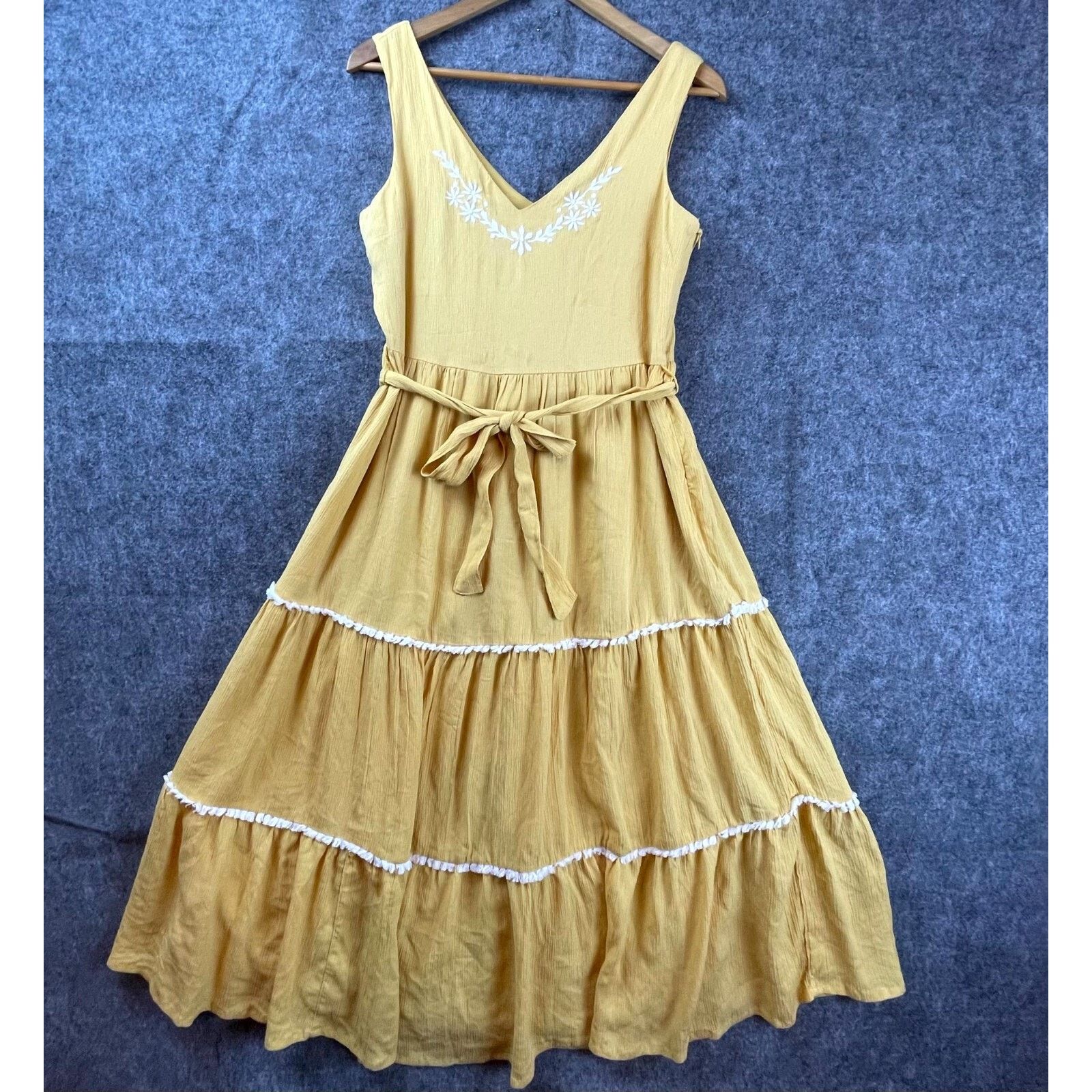 Joie Joie Dress 2 Mustard Yellow Tiered Ruffle Cottage Peasant Size XS / US 0-2 / IT 36-38 - 1 Thumbnail