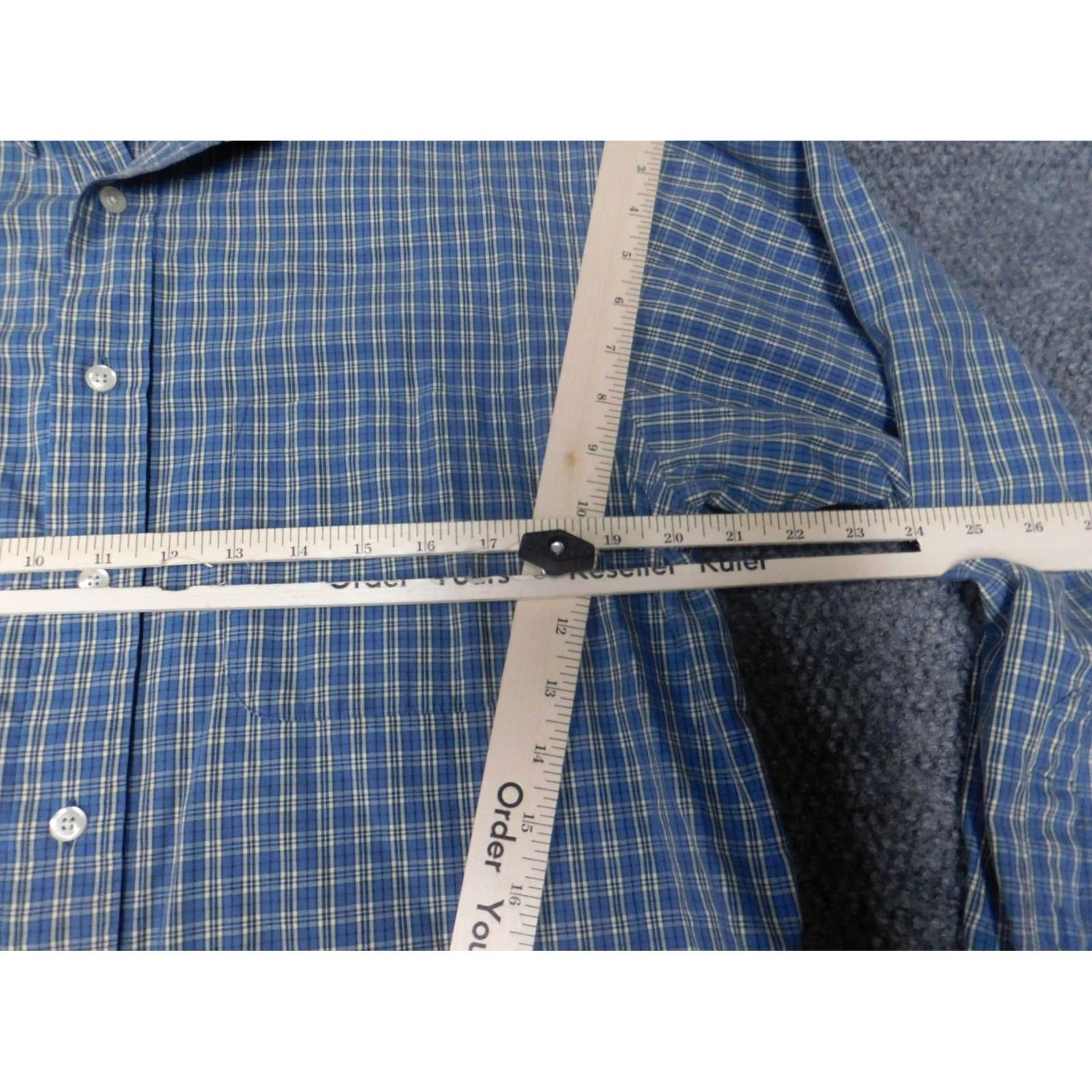 Roundtree & Yorke Roundtree & Yorke Mens Shirt XL blue plaid two ply button down Collar-Down Long Sleeve Casual Cotton Knit Button-Up with Pockets Mens Regular Fit Size US XL / EU 56 / 4 - 4 Thumbnail