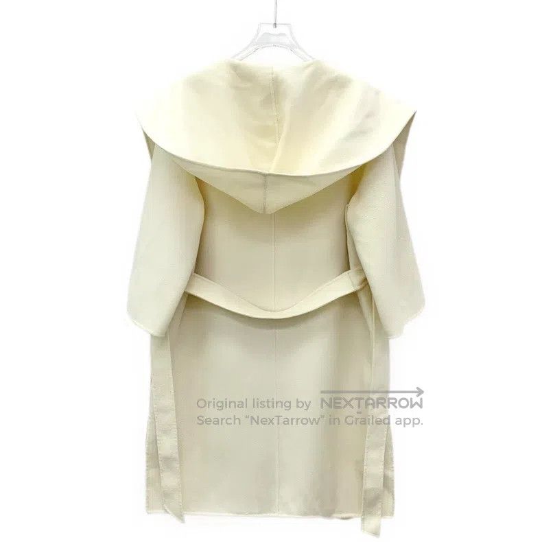 Max Mara Max Mara Beige Wool Melton Hooded Long-Sleeve Belted Coat Size XS / US 0-2 / IT 36-38 - 2 Thumbnail