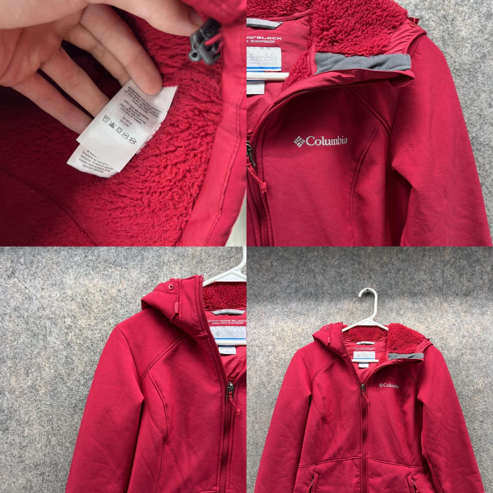 Vintage Columbia Jacket Women XS Red Full Zip Omni Wind Block Hoodie Lined Hooded Basic Jacket Regular Fit Size XS / US 0-2 / IT 36-38 - 8 Thumbnail